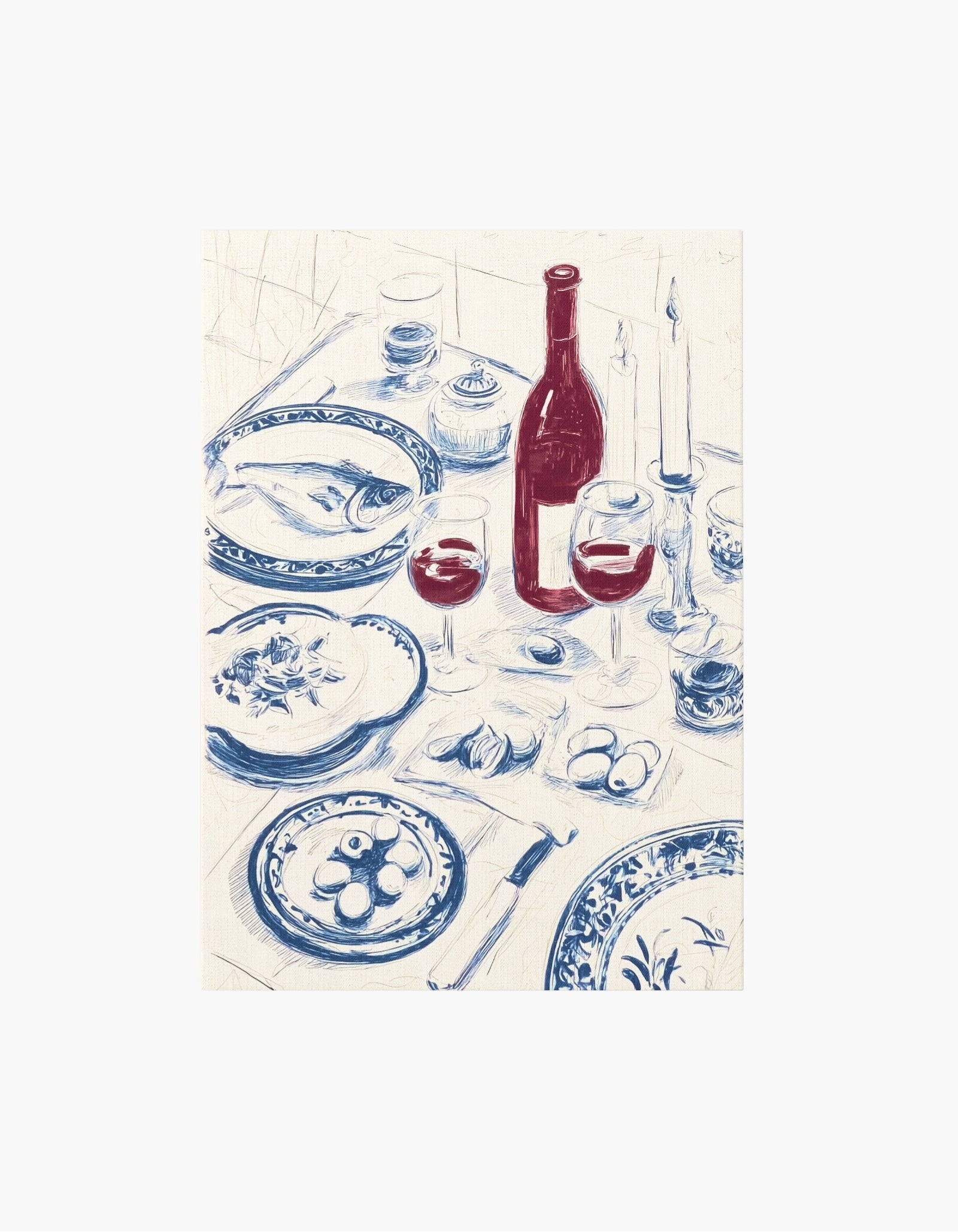 Red Wine Dinner Canvas