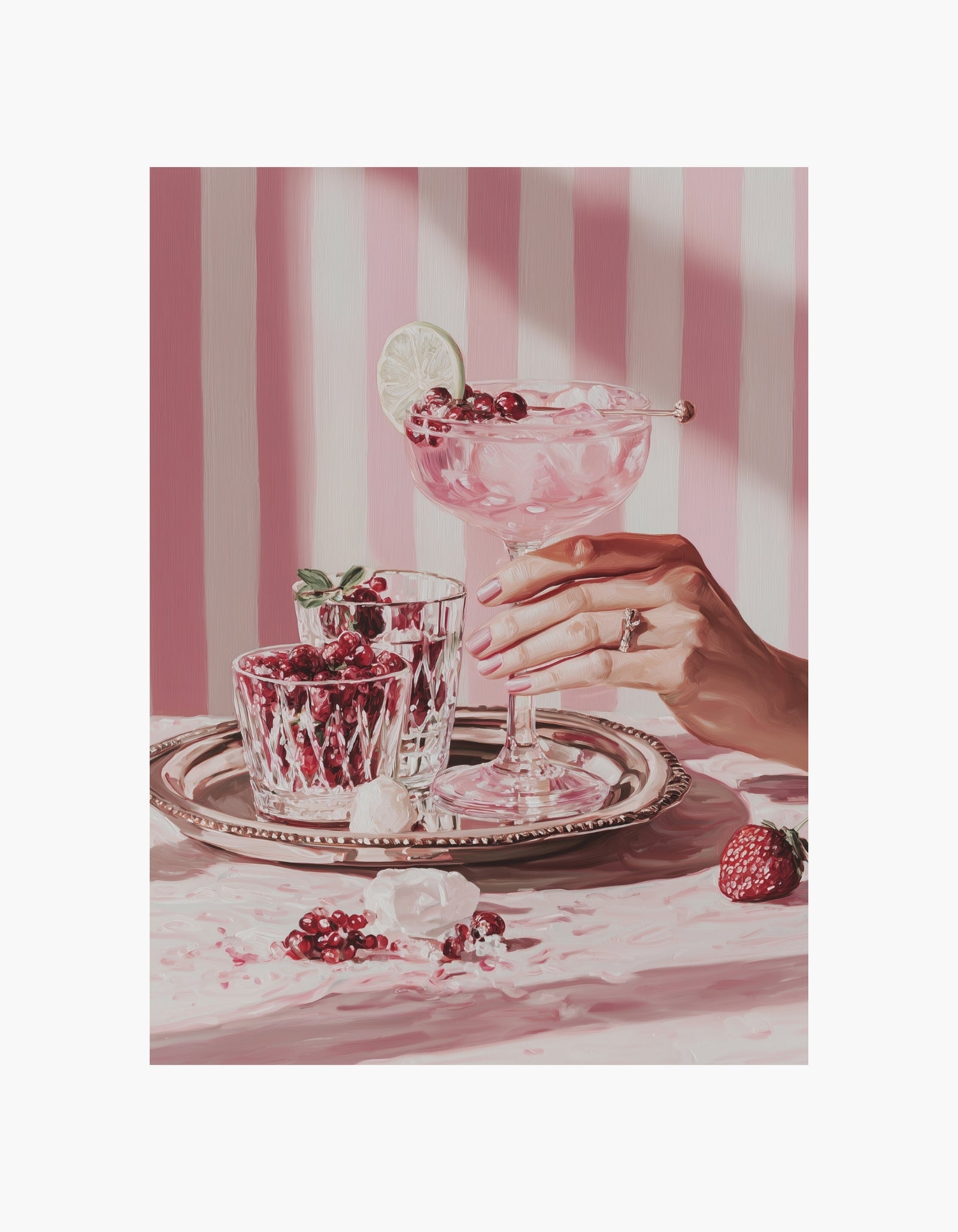 Plakat med rosa drikke