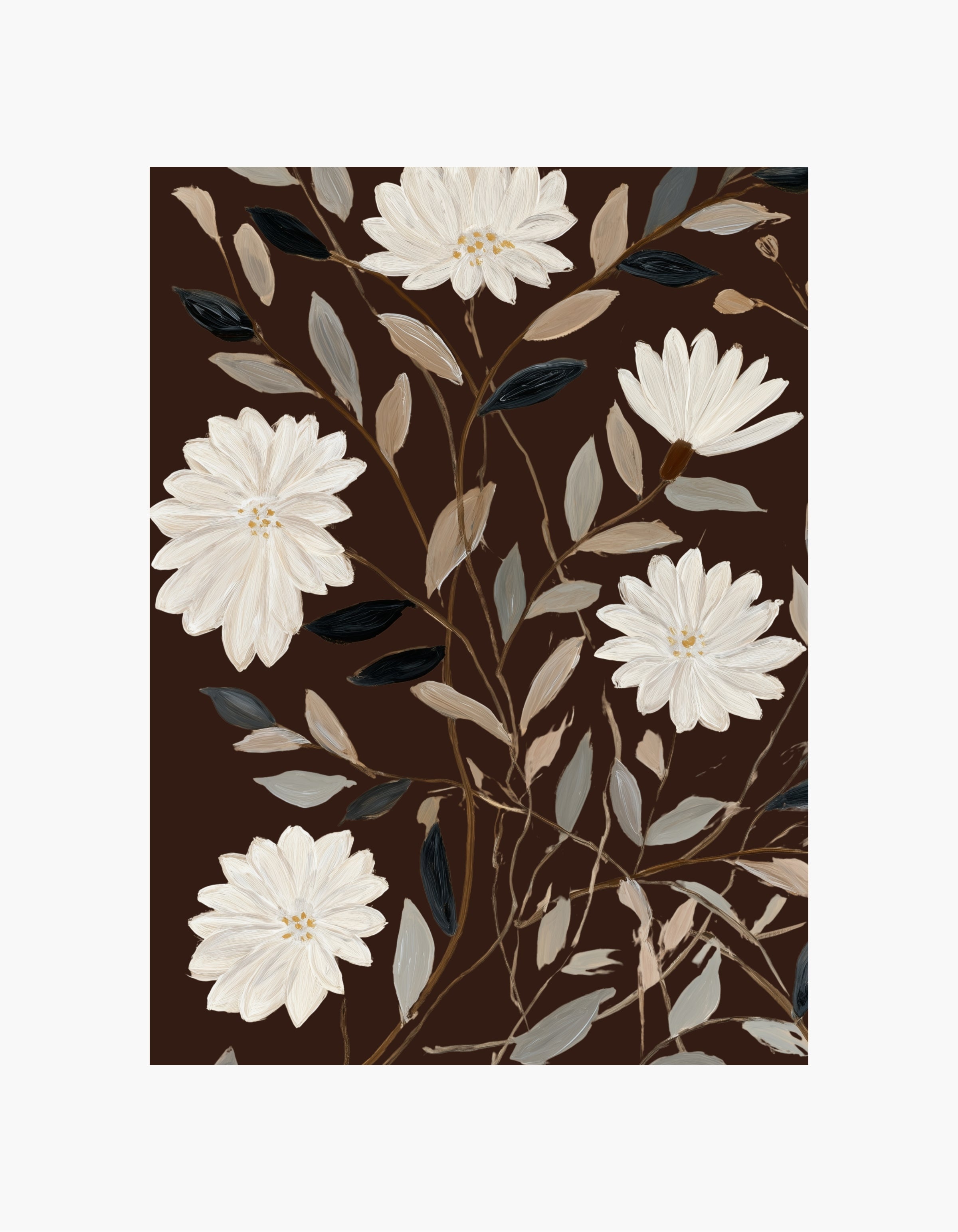 Plakat med hvide blomster