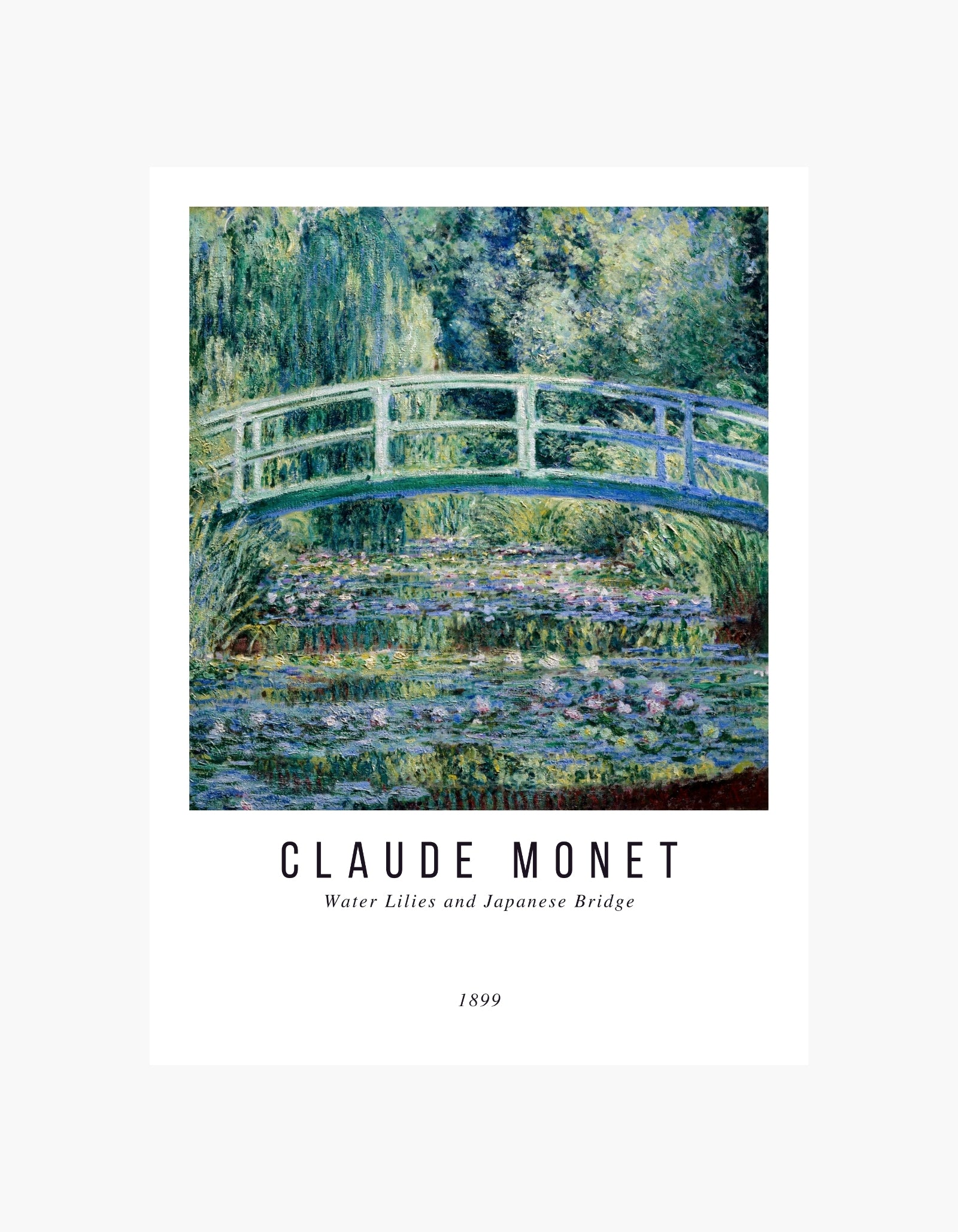 Monet-vandliljer og japansk bro-plakat