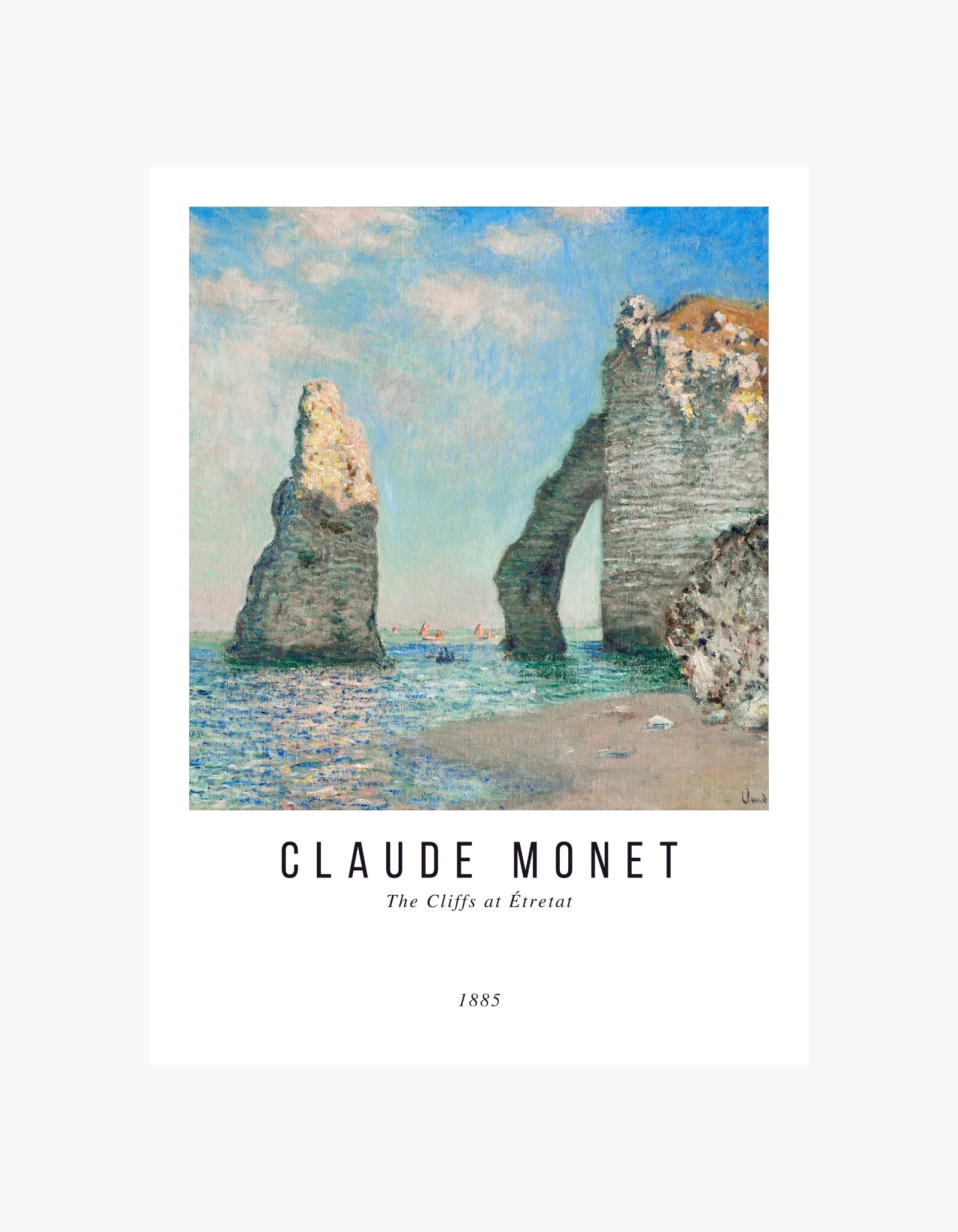 Monet Klipperne ved Étretat Plakat