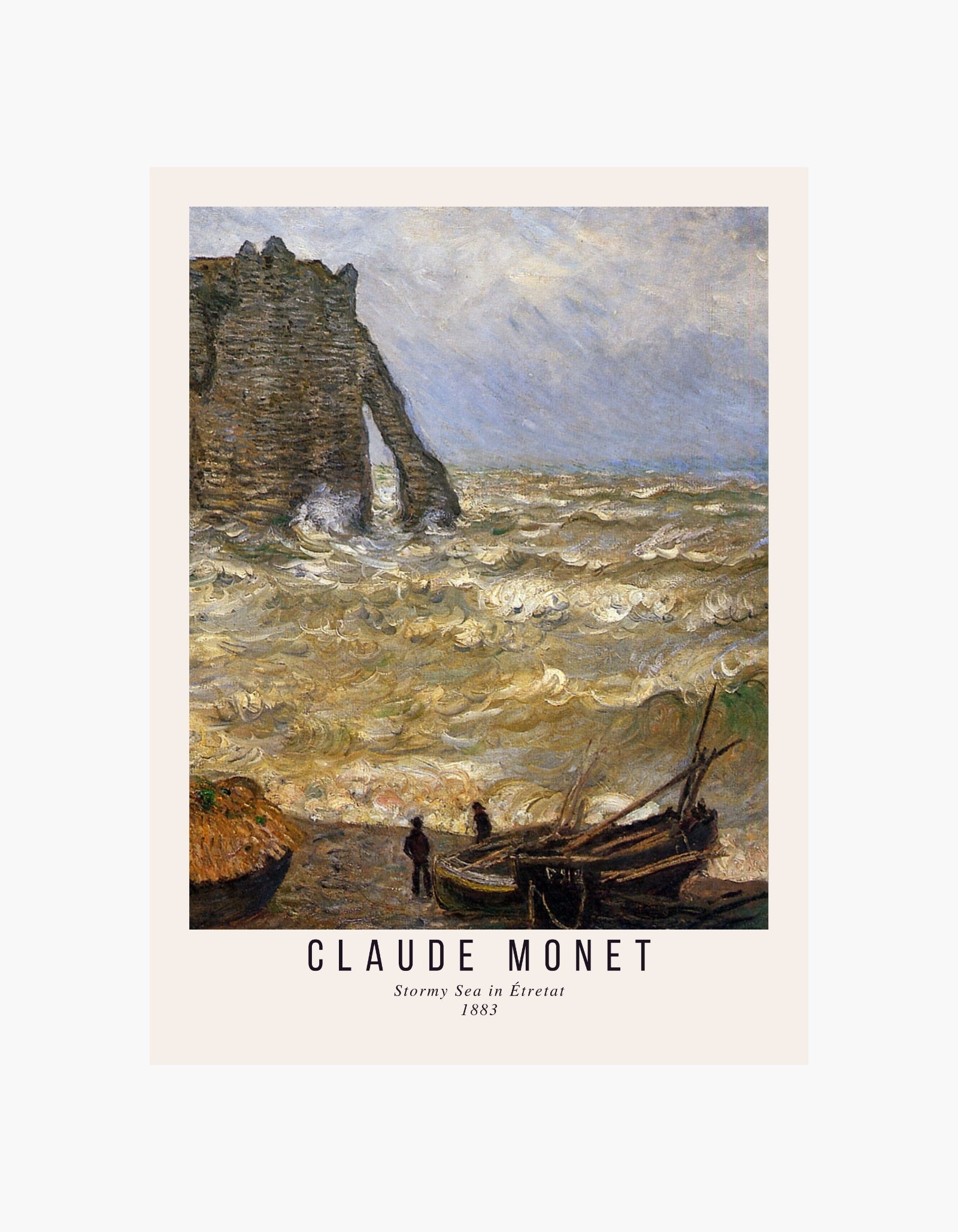 Monet Stormfuldt hav i Étretat Plakat