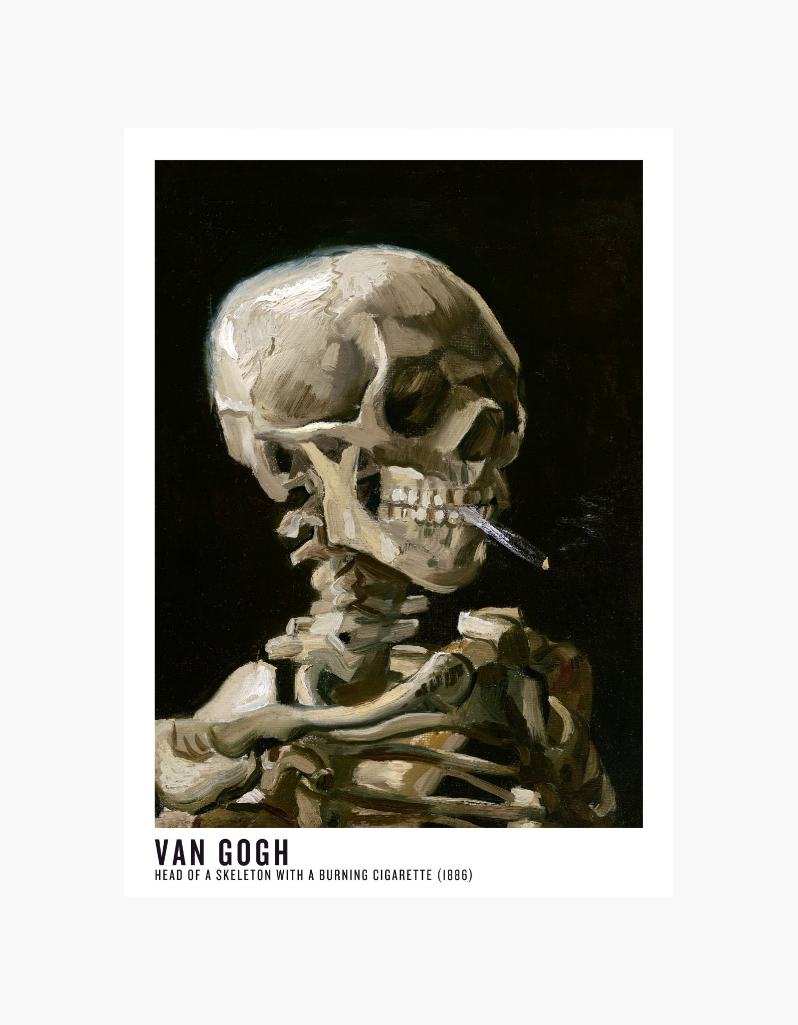 Van Gogh Hoved af et skelet med en brændende cigaret Plakat