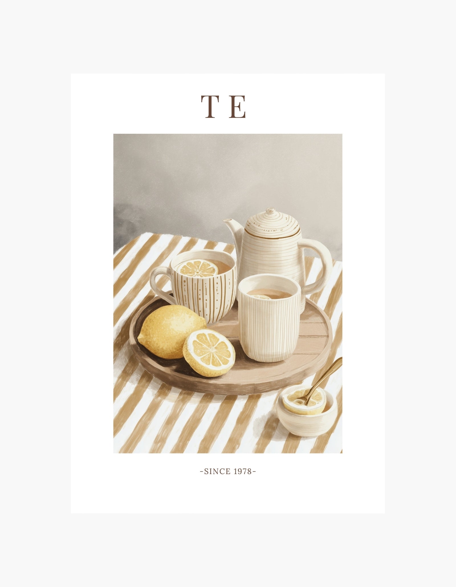 Plakat med stilleben med te og citron