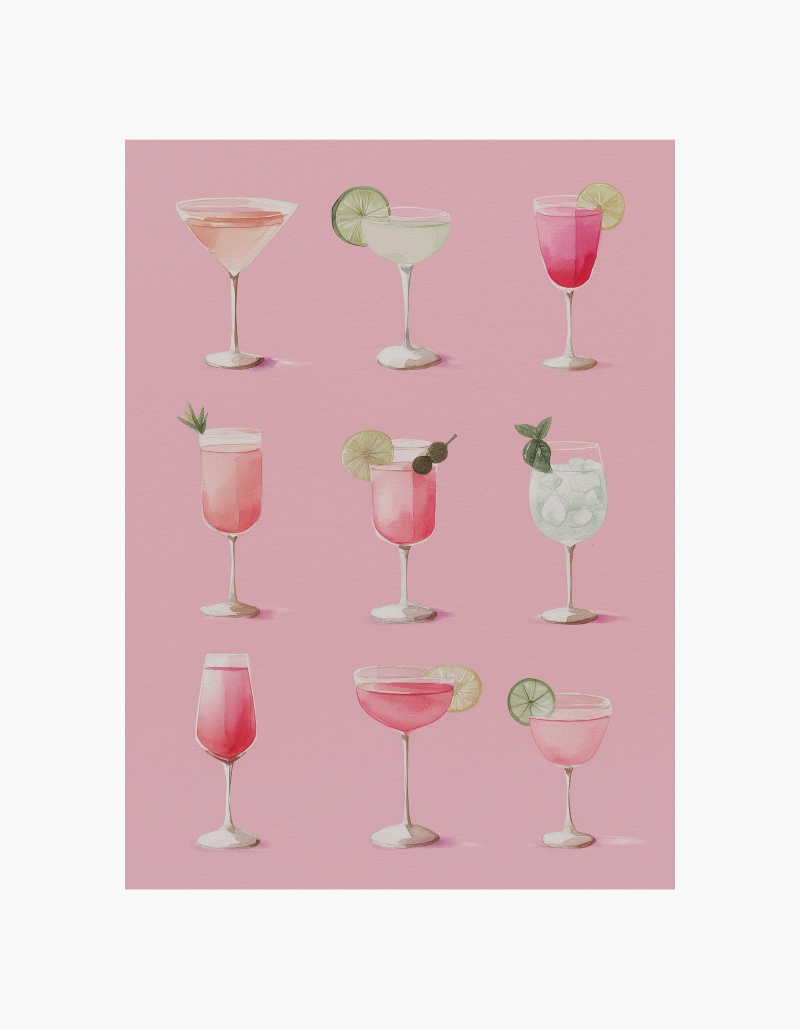 Plakat med lyserøde cocktails