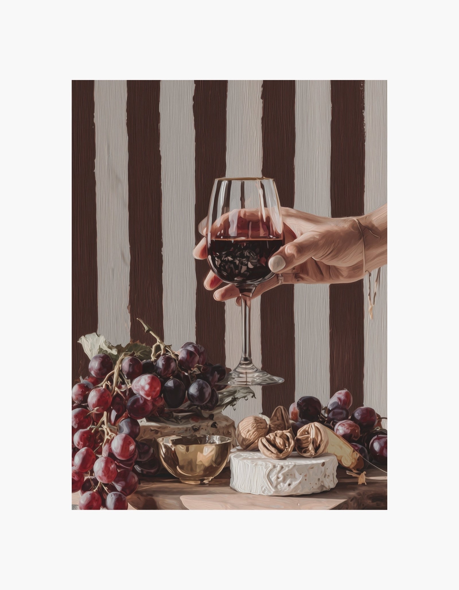 Plakat med vin og brie