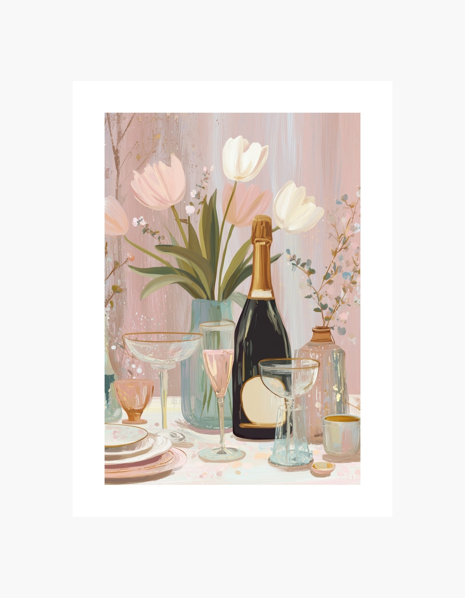 Plakat med champagnebord