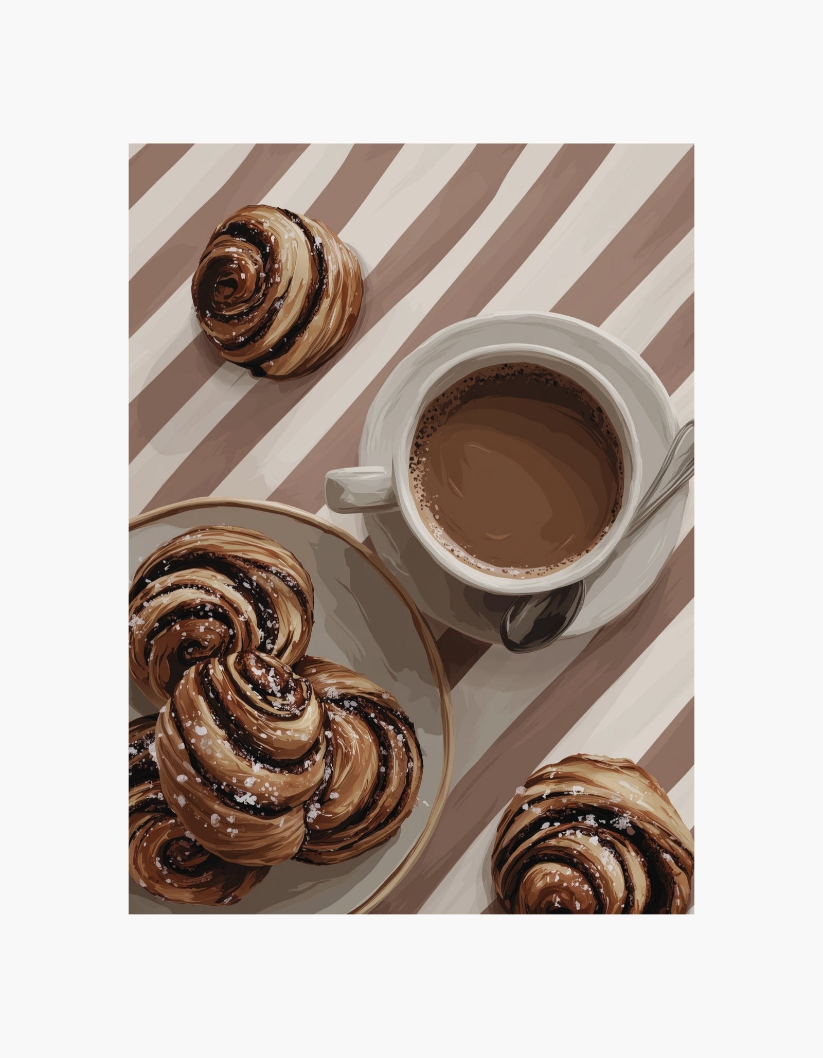 Plakat med kaffe og kanelsnegle