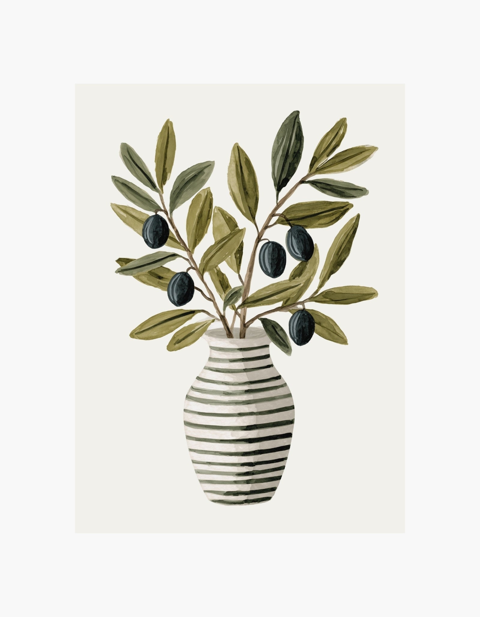 Oliven i vase-plakat