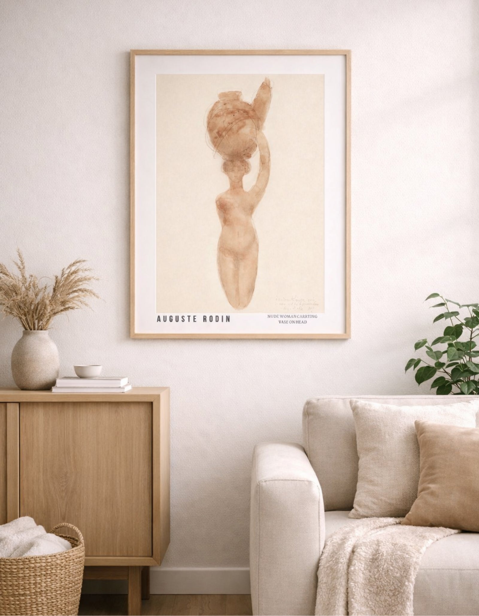 Auguste Rodin Plakat med nøgen kvinde, der bærer vase