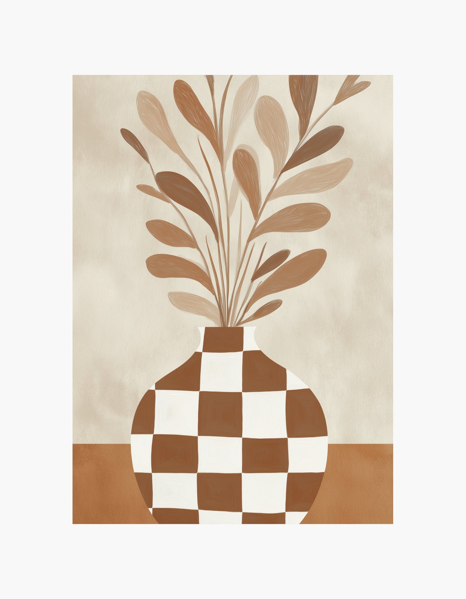 Botanisk plakat med ternet vase