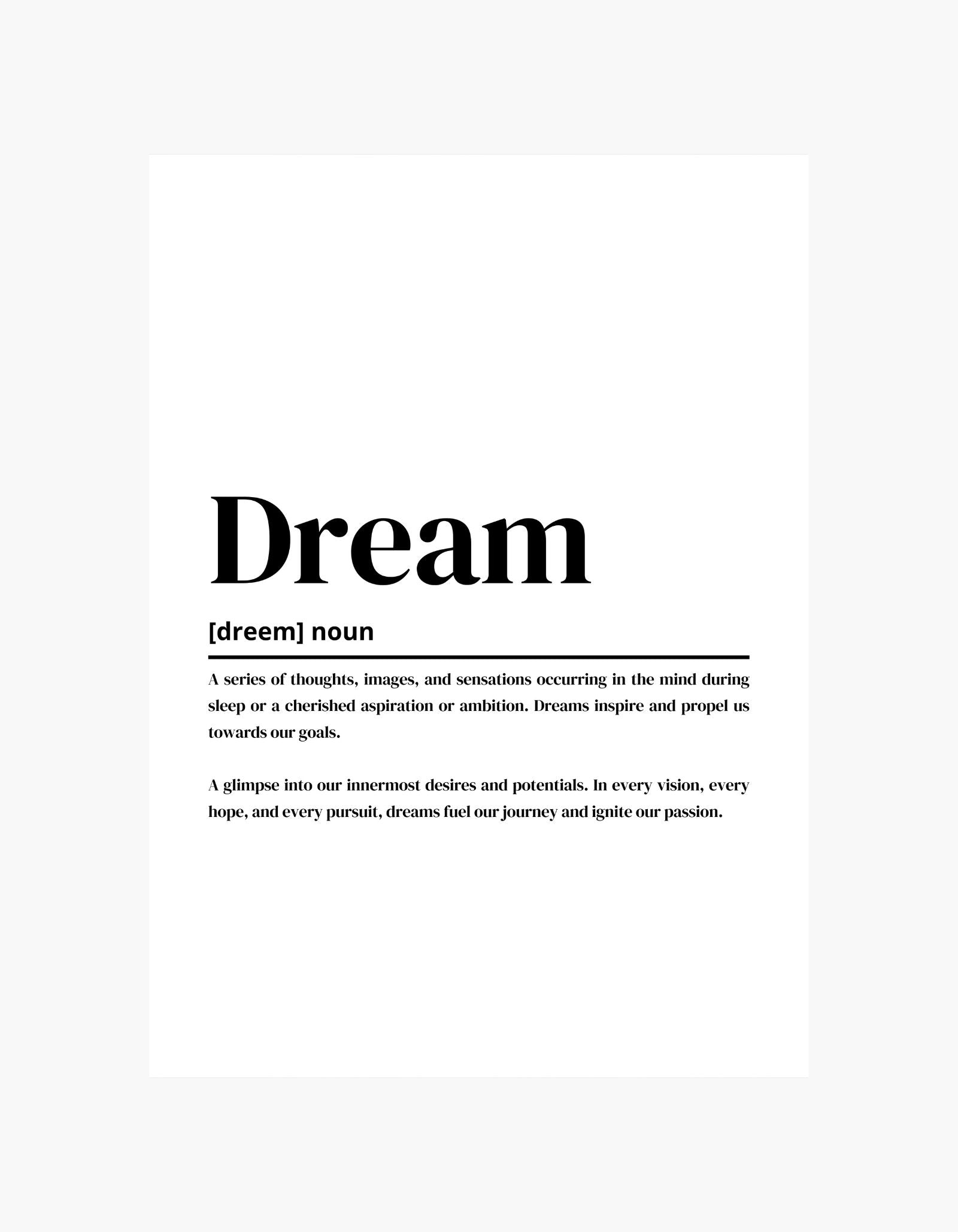 Plakat med definition af drømme