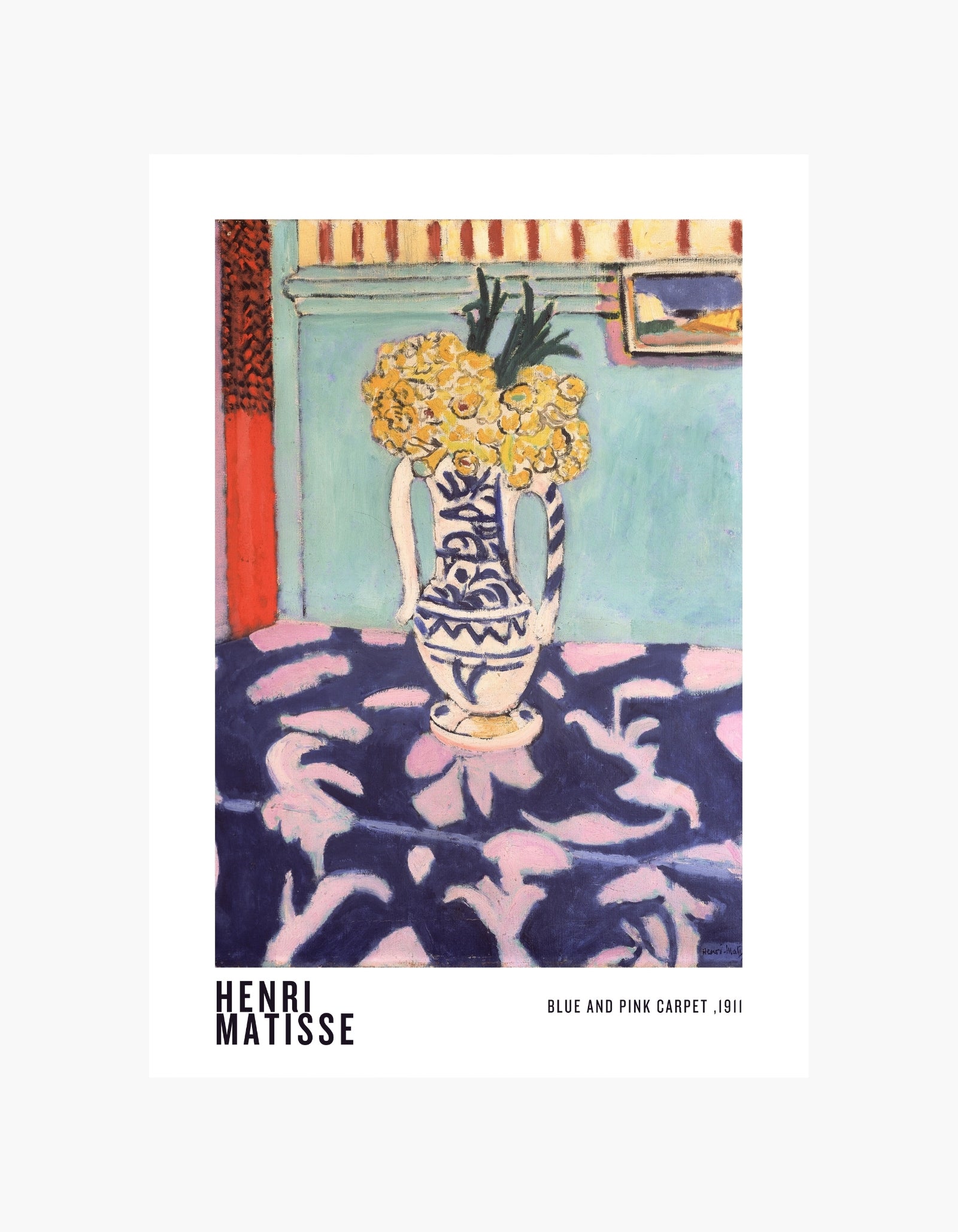 Henri Matisse plakat med blåt og lyserødt tæppe