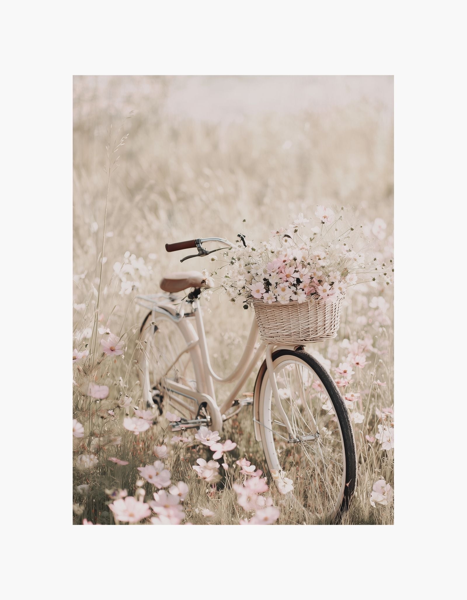 Vintage blomster- og cykelplakat