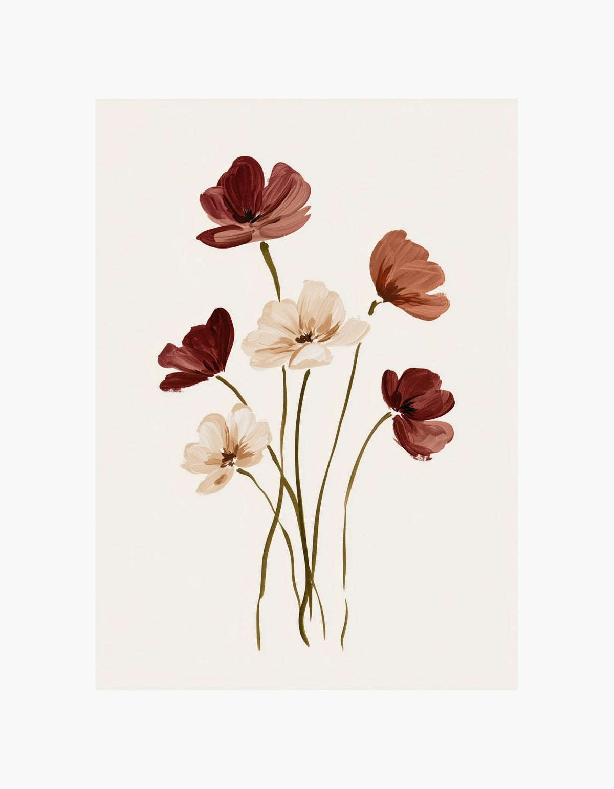 Burgundy Flowers Poster