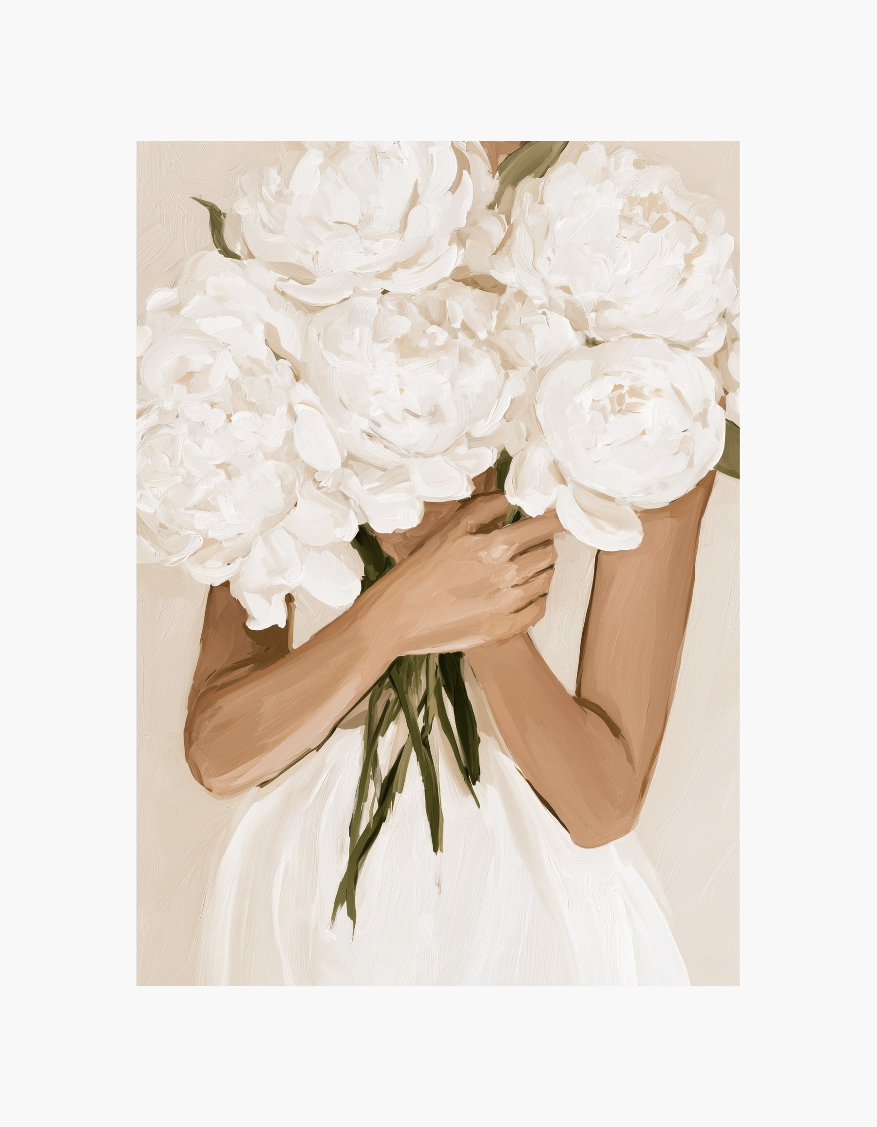 White Peonies Poster