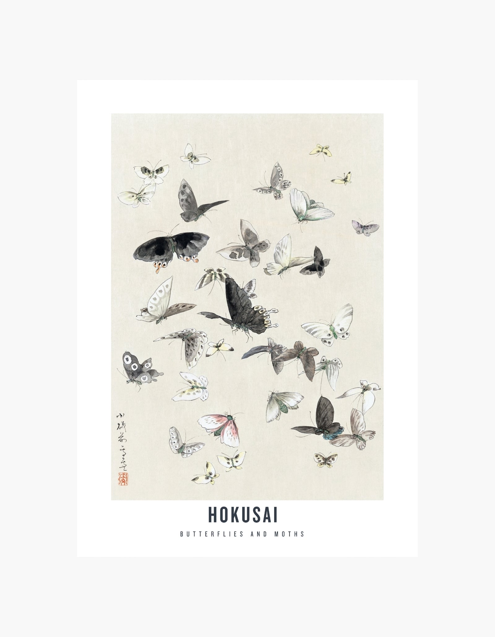 Hokusai sommerfugle og møl plakat