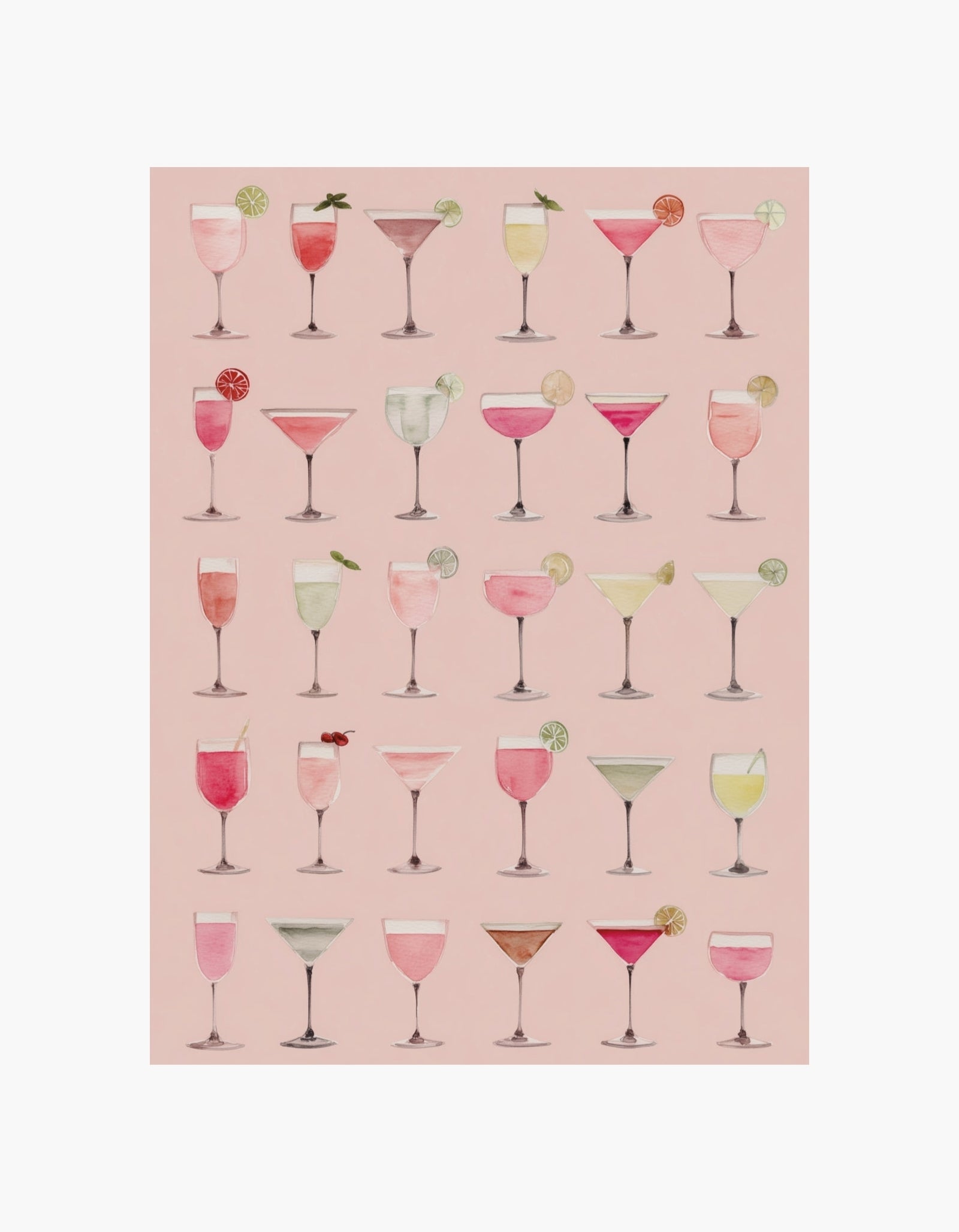 Plakat med lyserøde cocktails