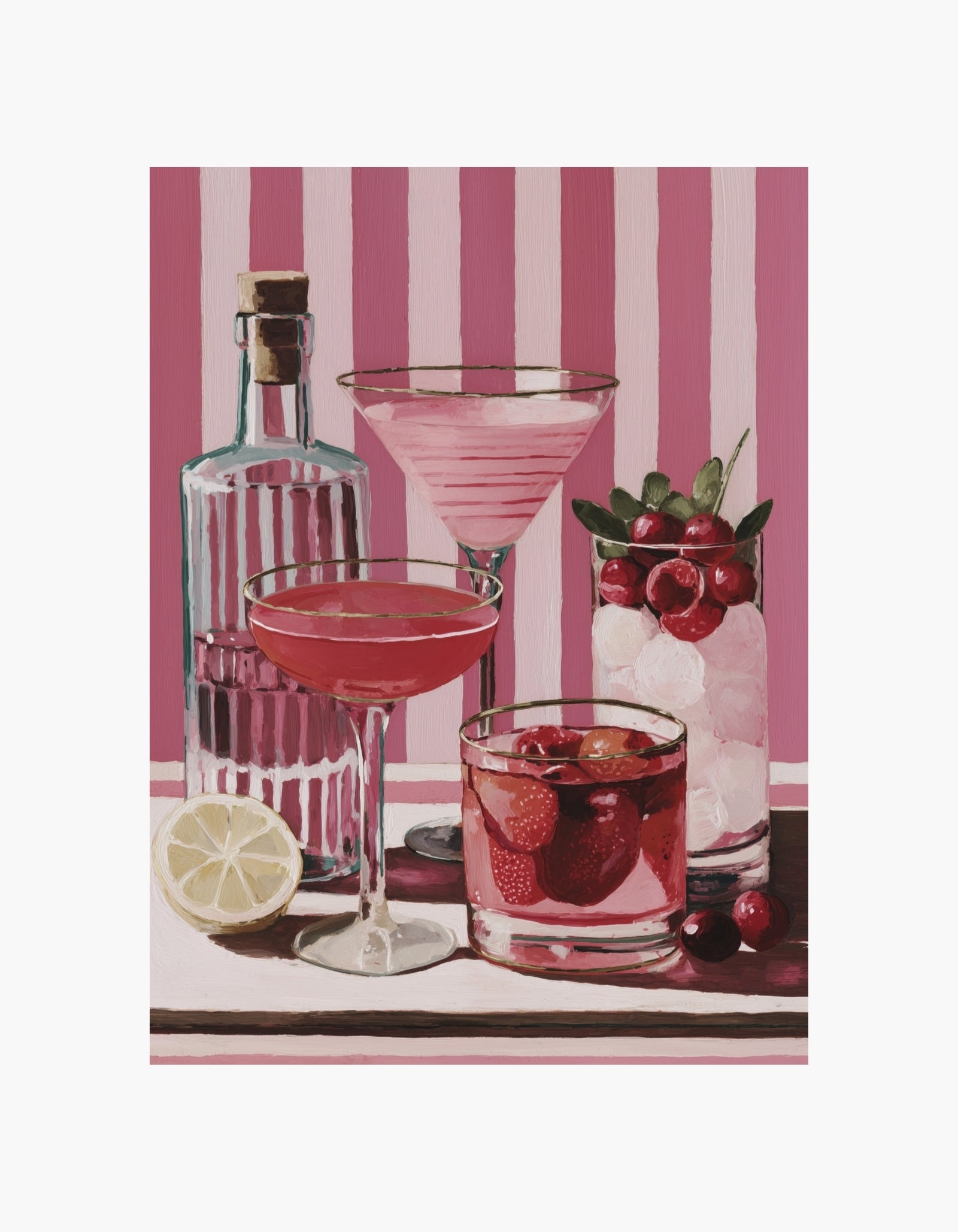 Plakat med lyserøde cocktails