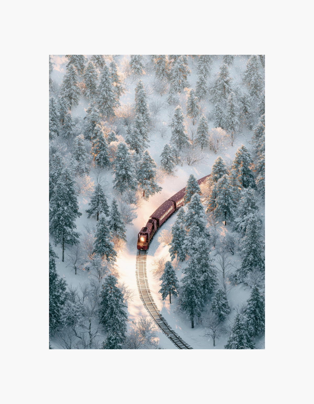 Plakat med vintermagisk tog