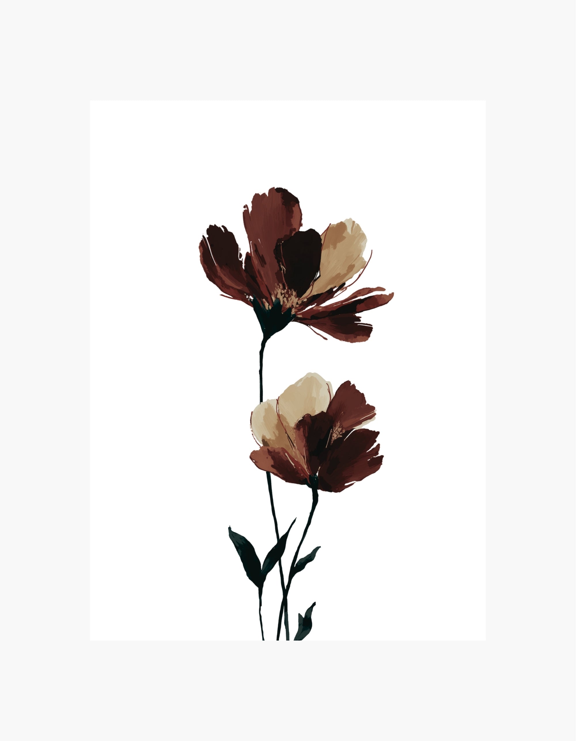 Brun og beige blomsterplakat