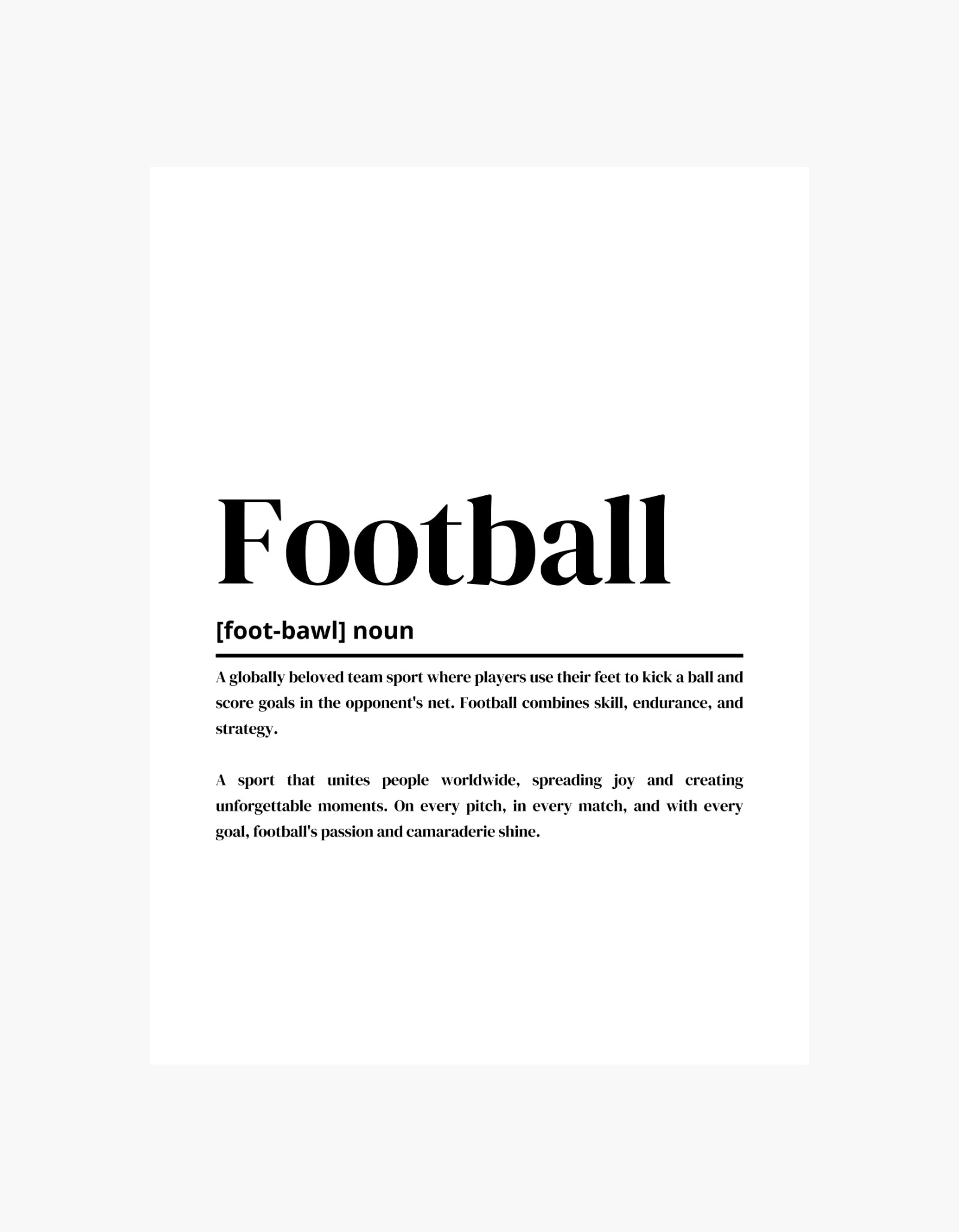 Plakat med fodbolddefinitioner