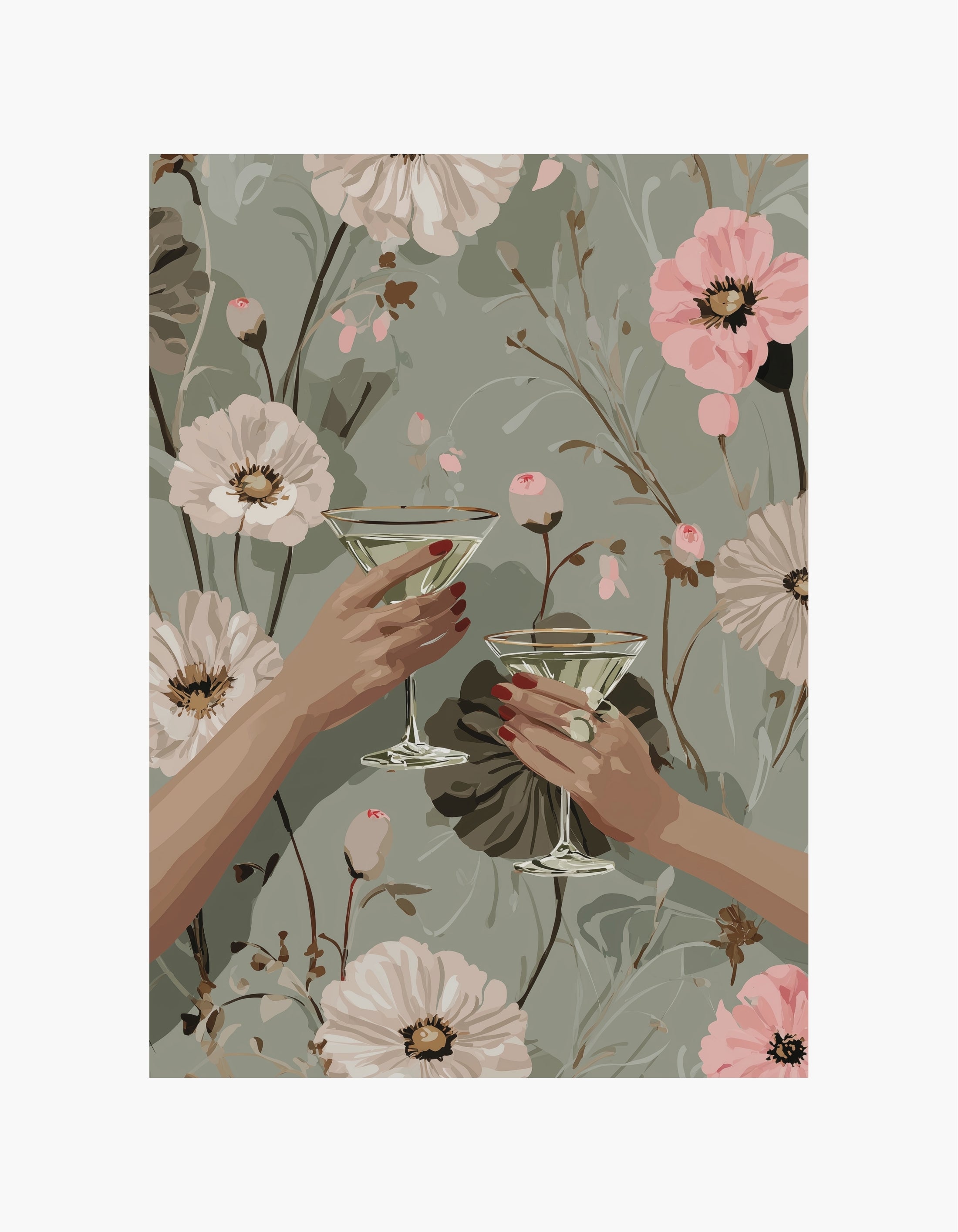 Plakat med blomstrede toasts