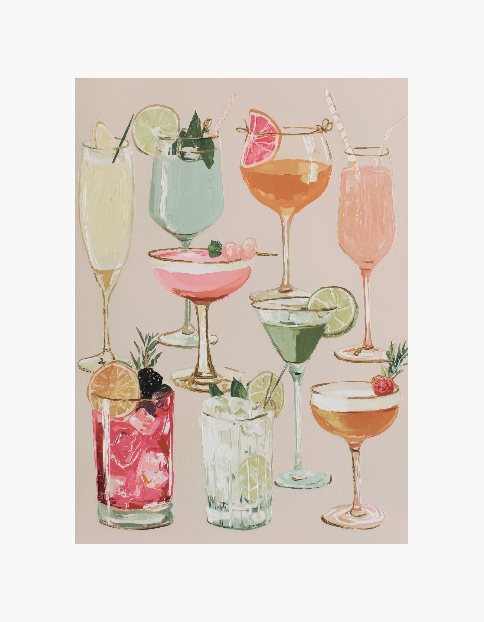 Plakat med farverige cocktails