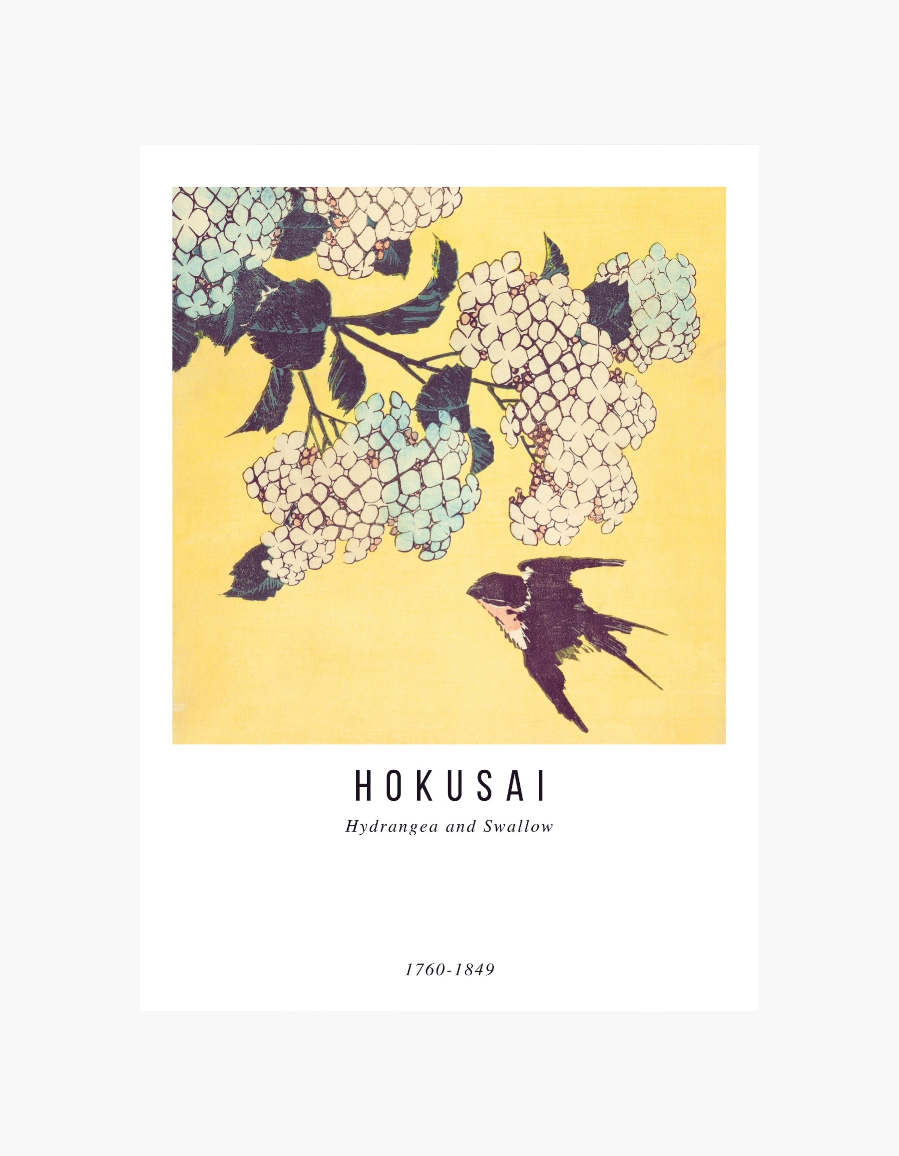 Hokusai Hortensia og svale-plakat
