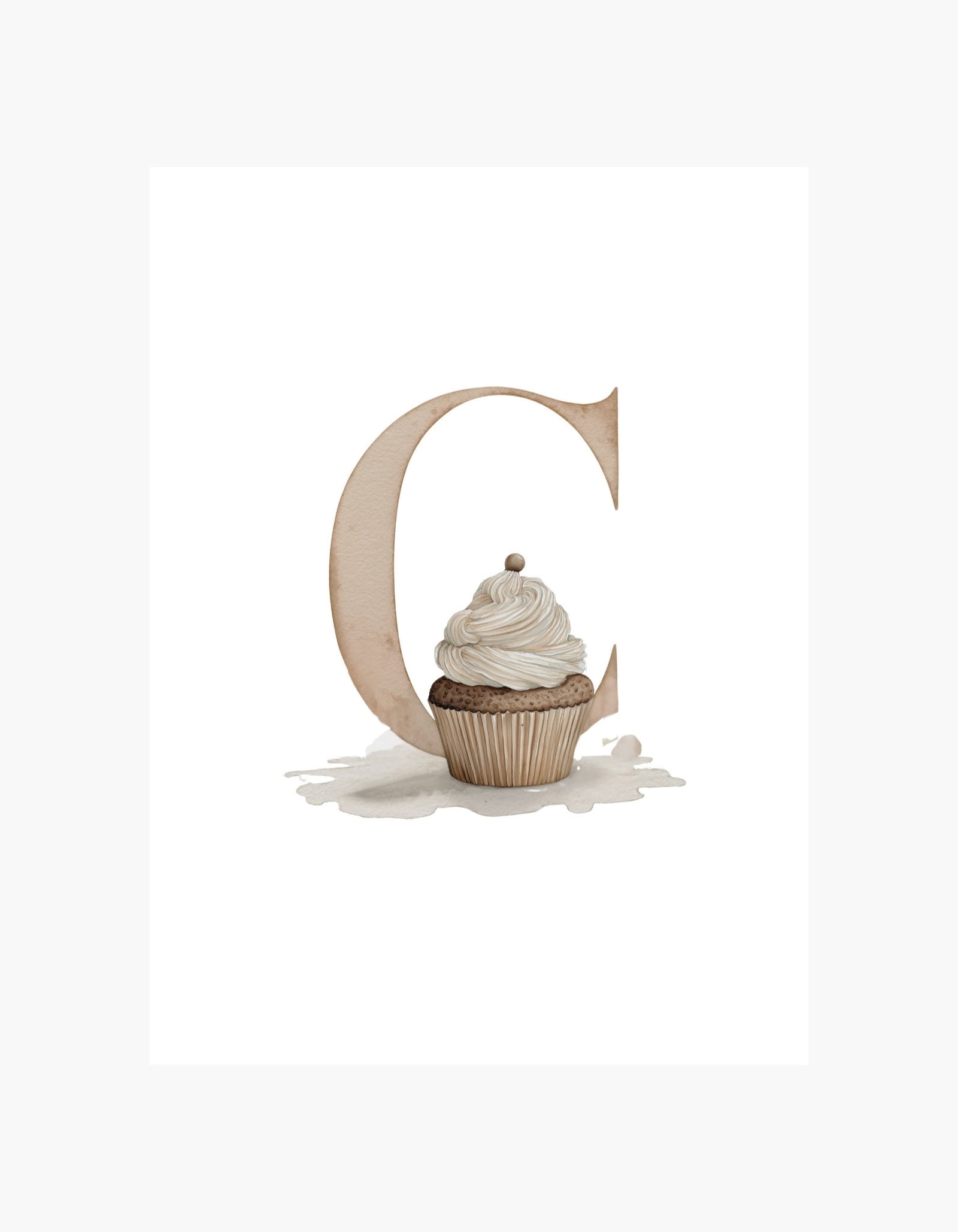 Bogstav C Cupcake-plakat