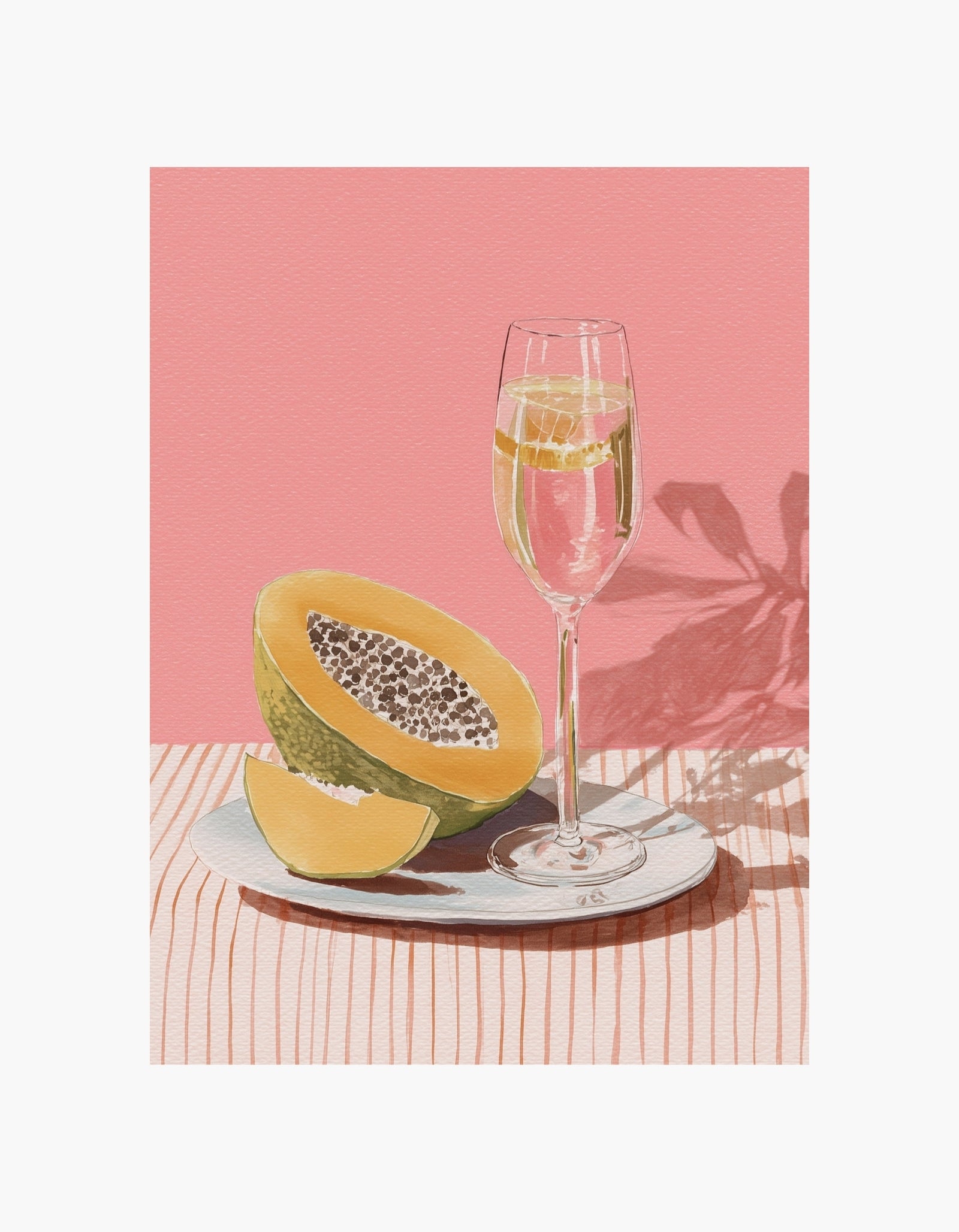 Plakat med papaya og prosecco