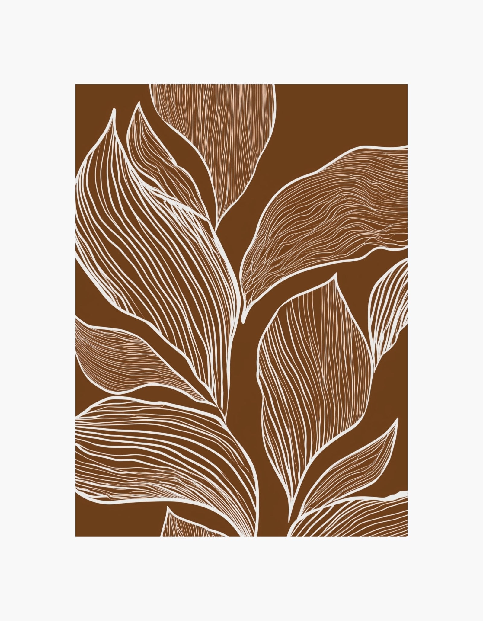 Brun plakat med botaniske linjer