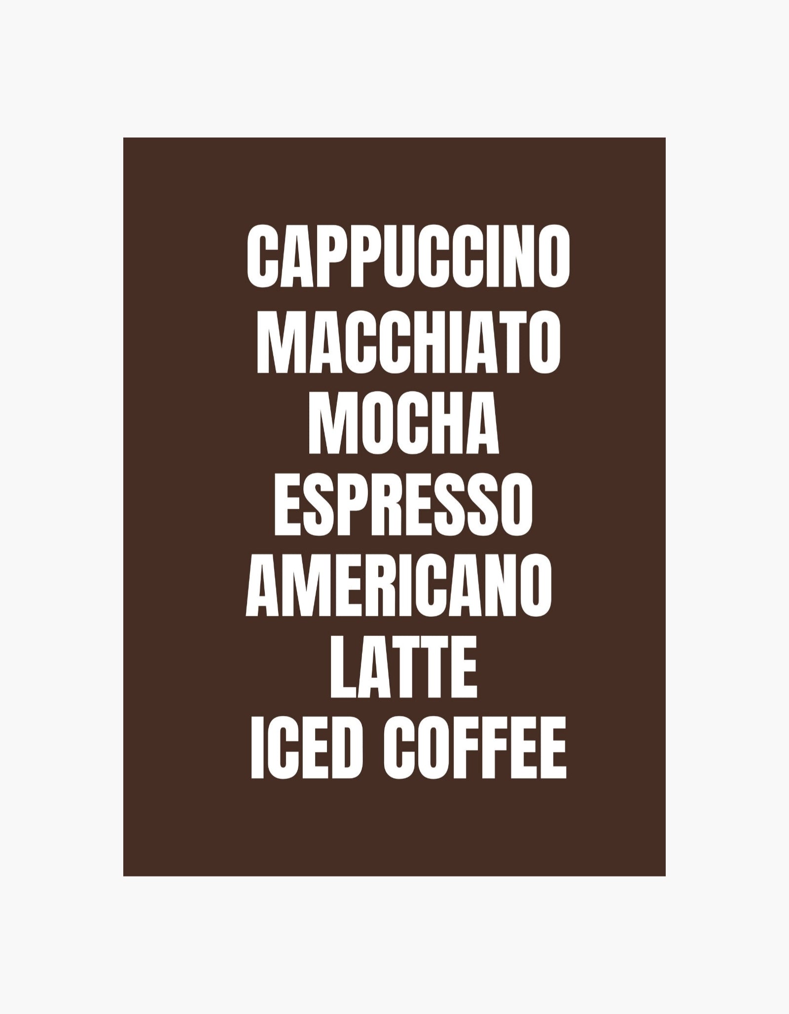 Plakat med kaffemenu