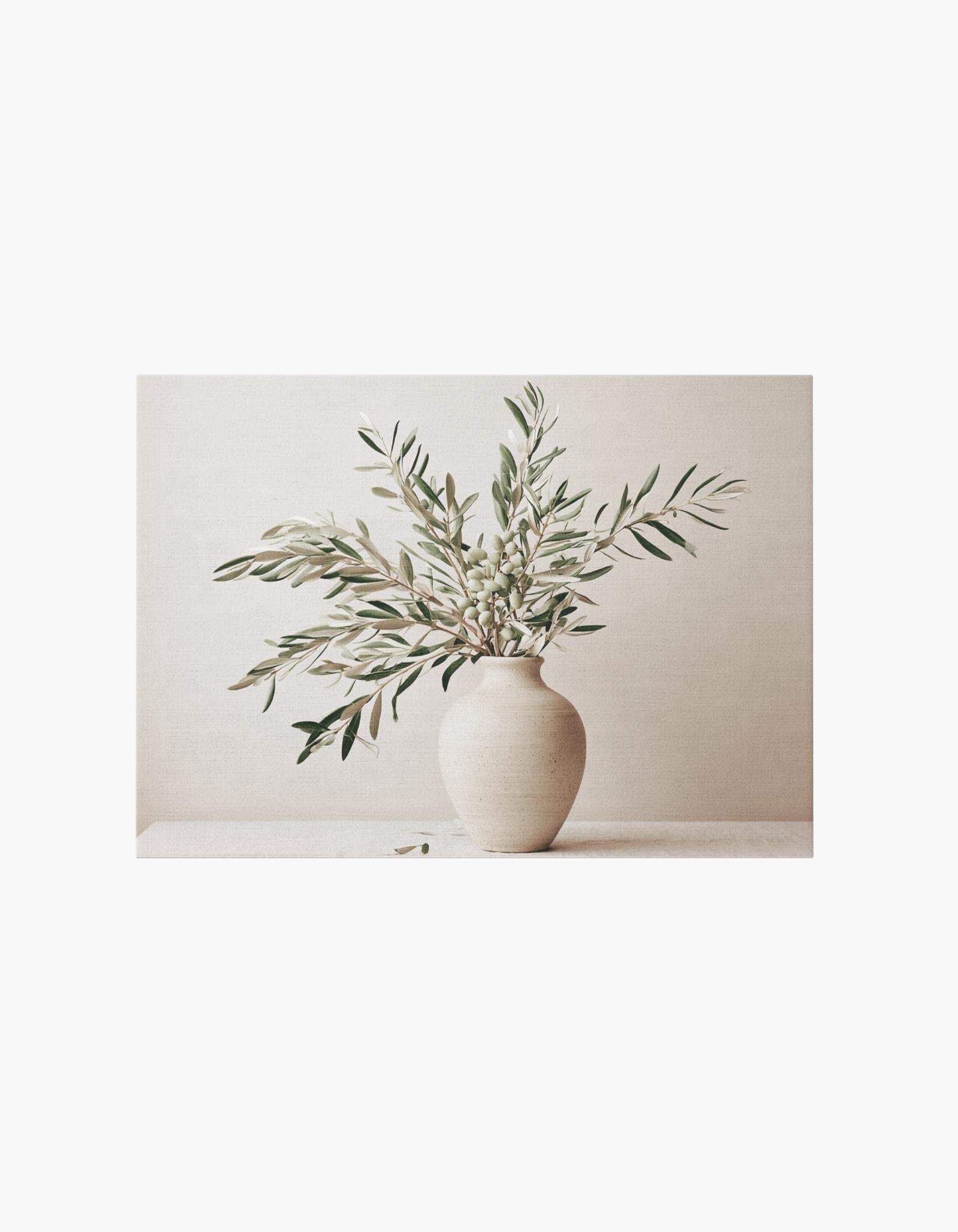 Olive Branches in Ceramic Vase Canvas