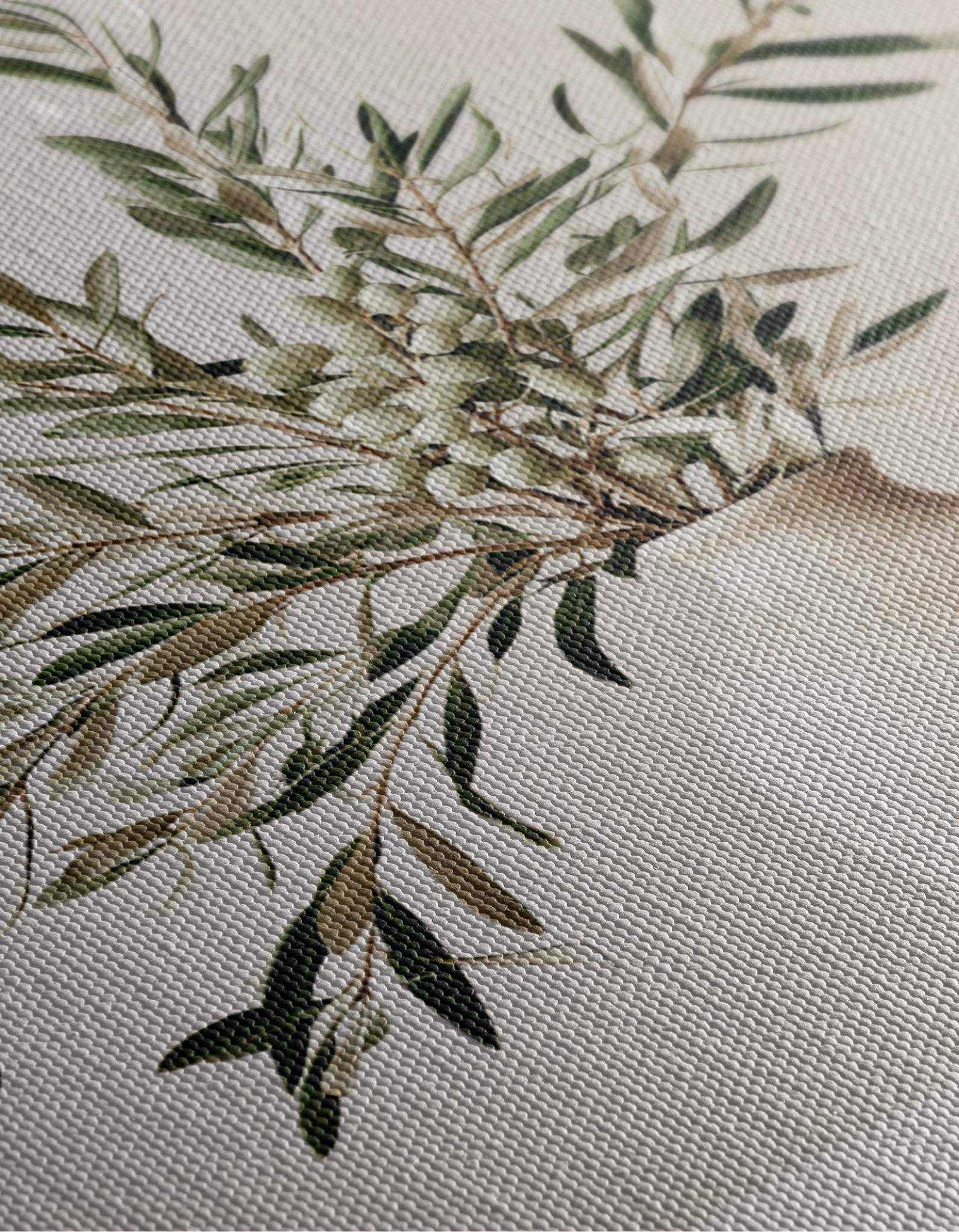 Olive Branches in Ceramic Vase Canvas