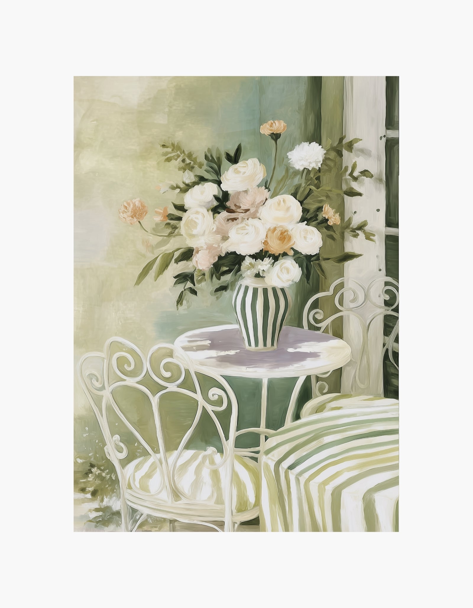 Plakat med morgenblomster i haven