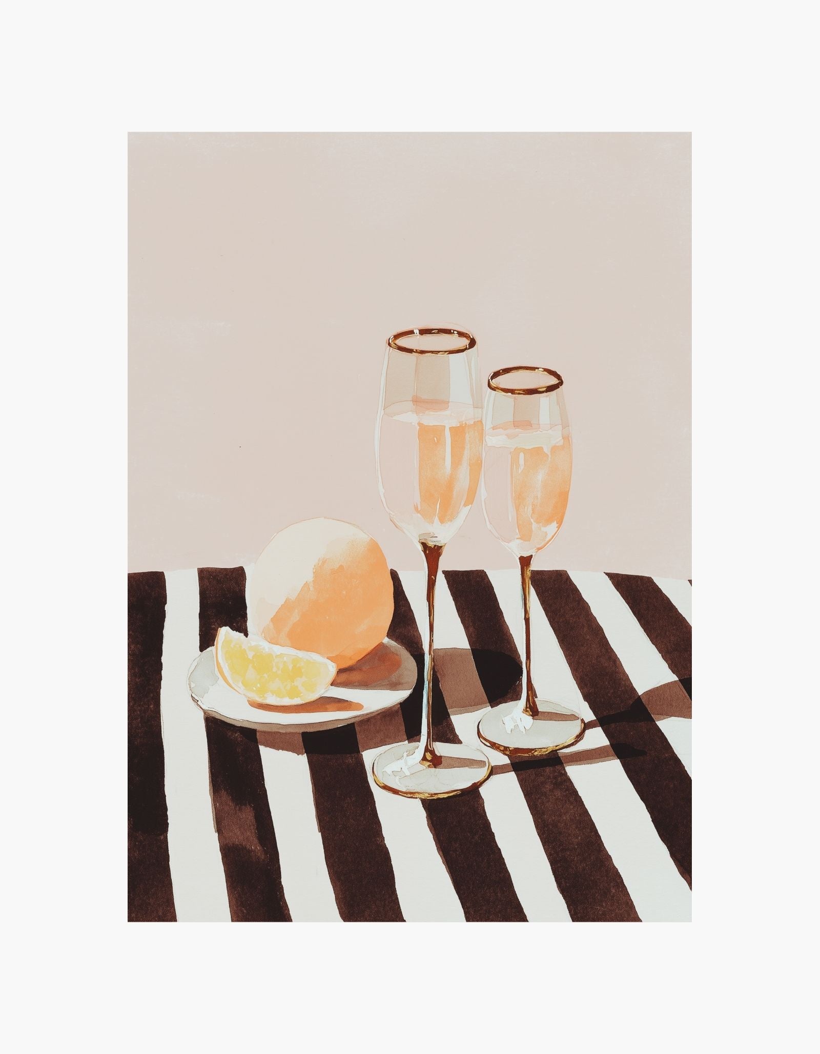 Plakat med champagne og citrusfrugter