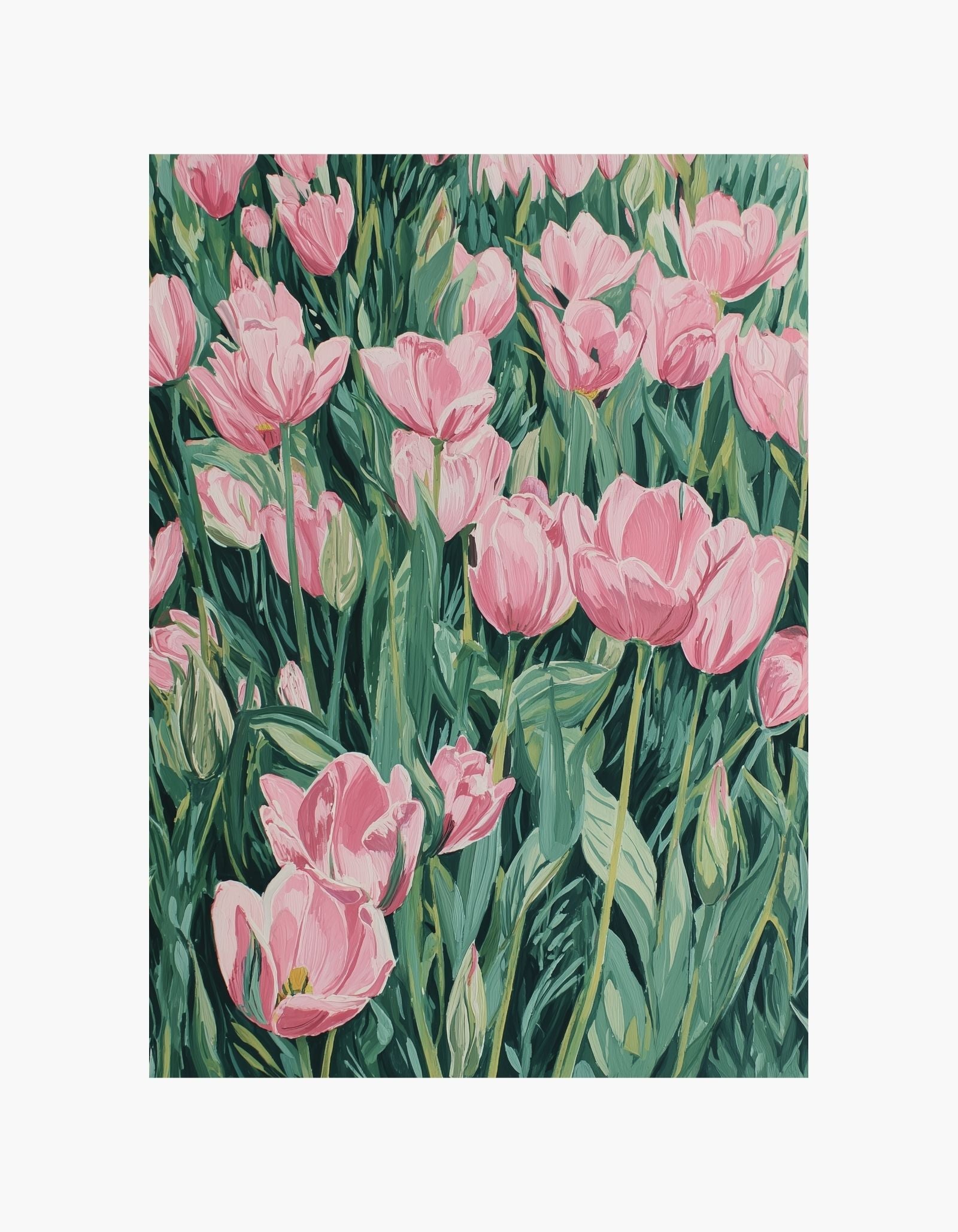 Plakat med lyserød tulipanhave
