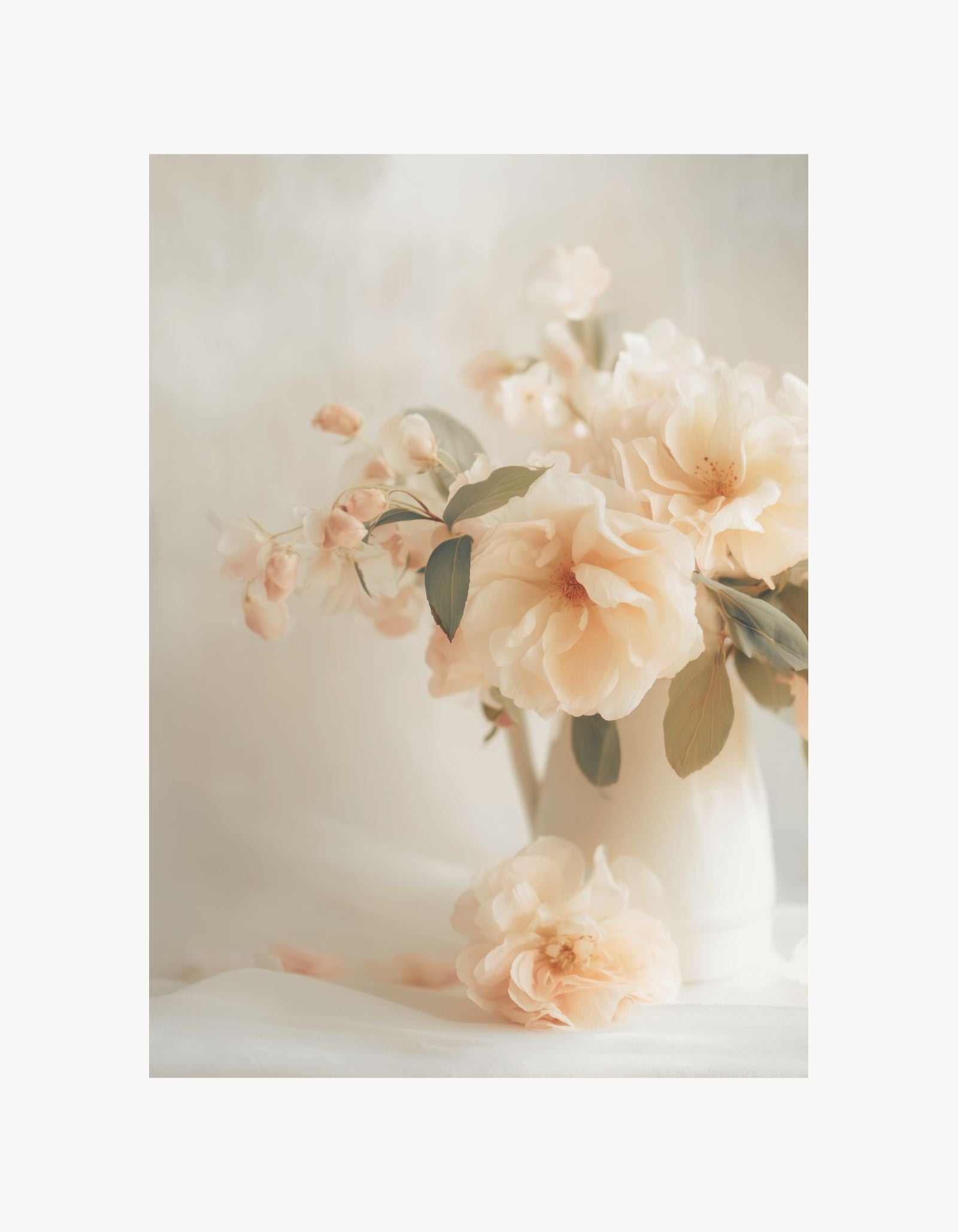 Plakat med ferskenblomster i vase