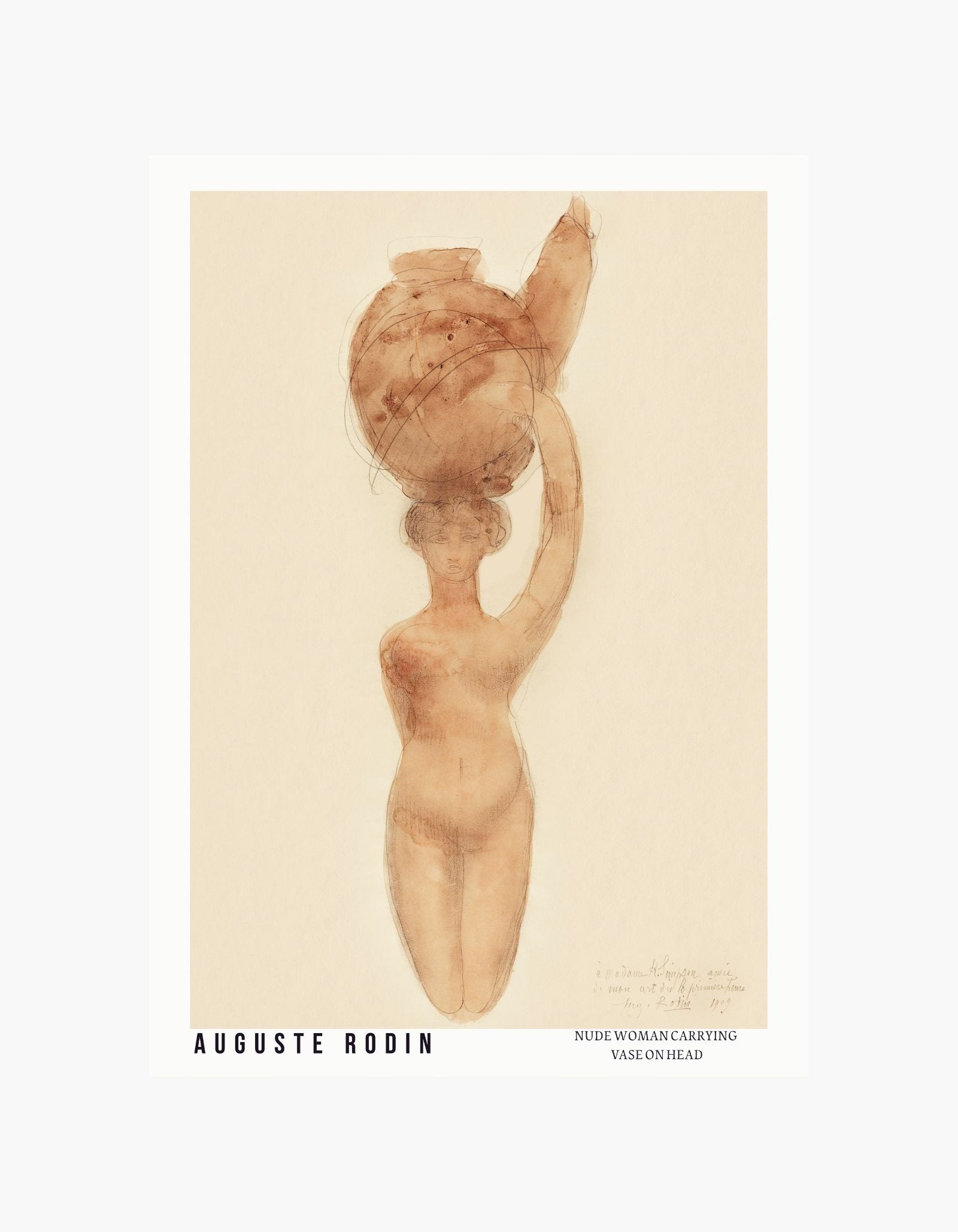Auguste Rodin Plakat med nøgen kvinde, der bærer vase
