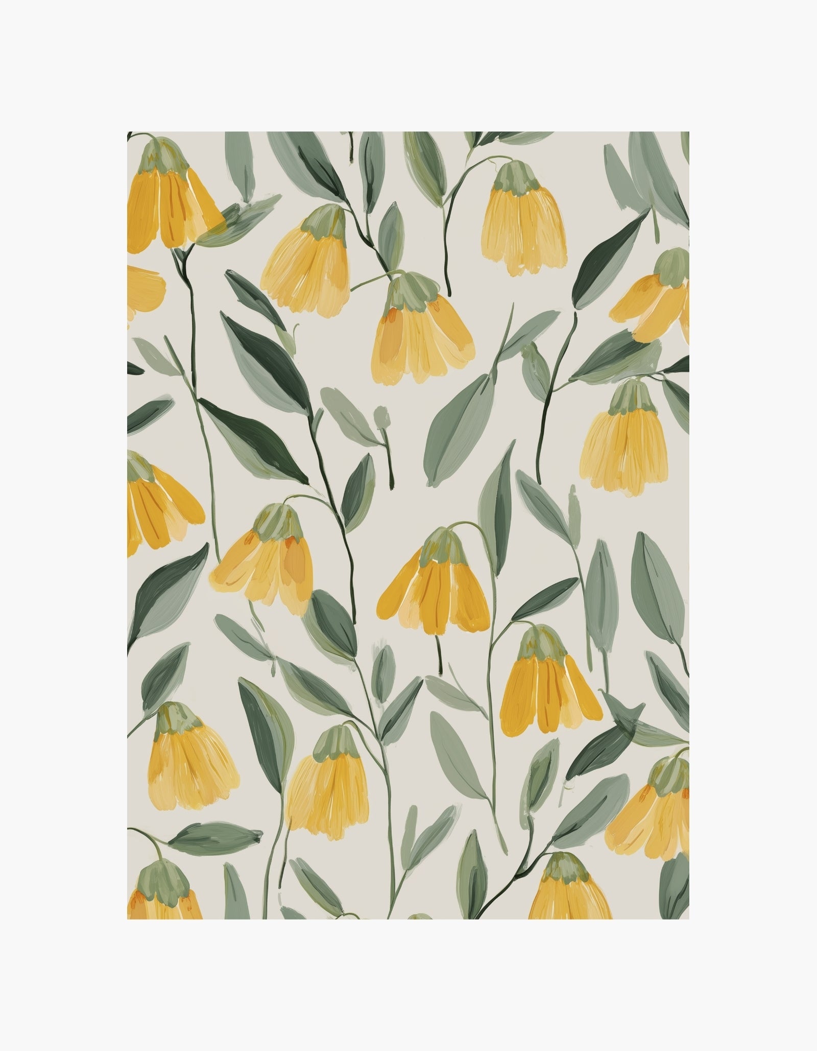 Gul plakat med blomstermønster