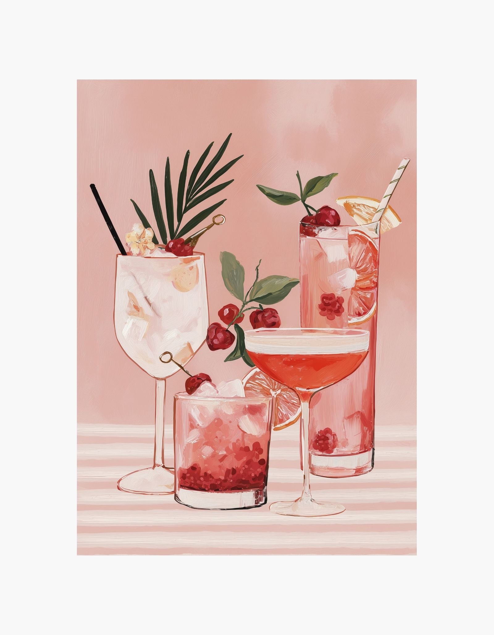 Lyserød plakat til cocktailtimen