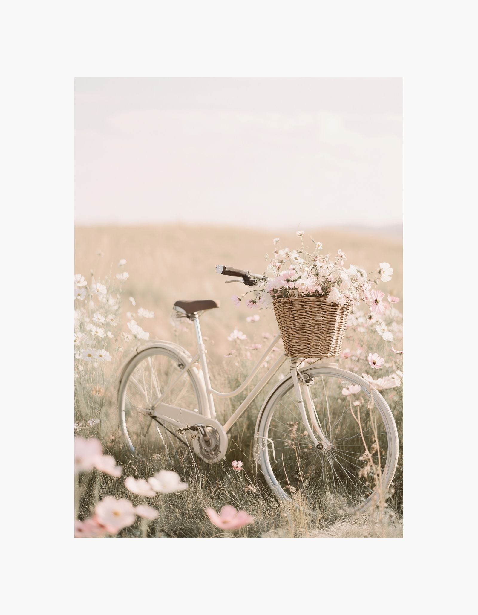 Vintage blomster- og cykelplakat