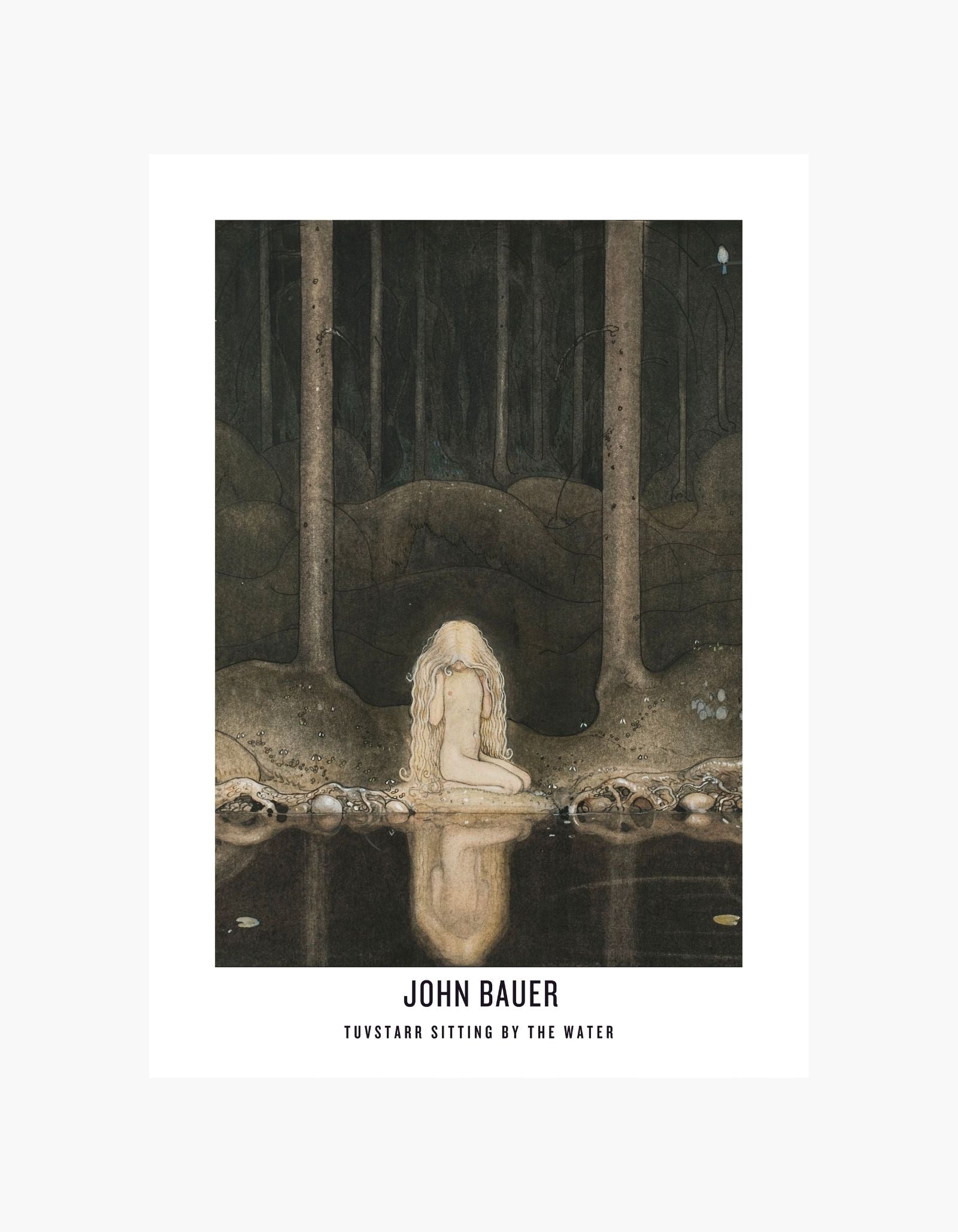 John Bauer Tuvstarr Sitting by the Water Poster