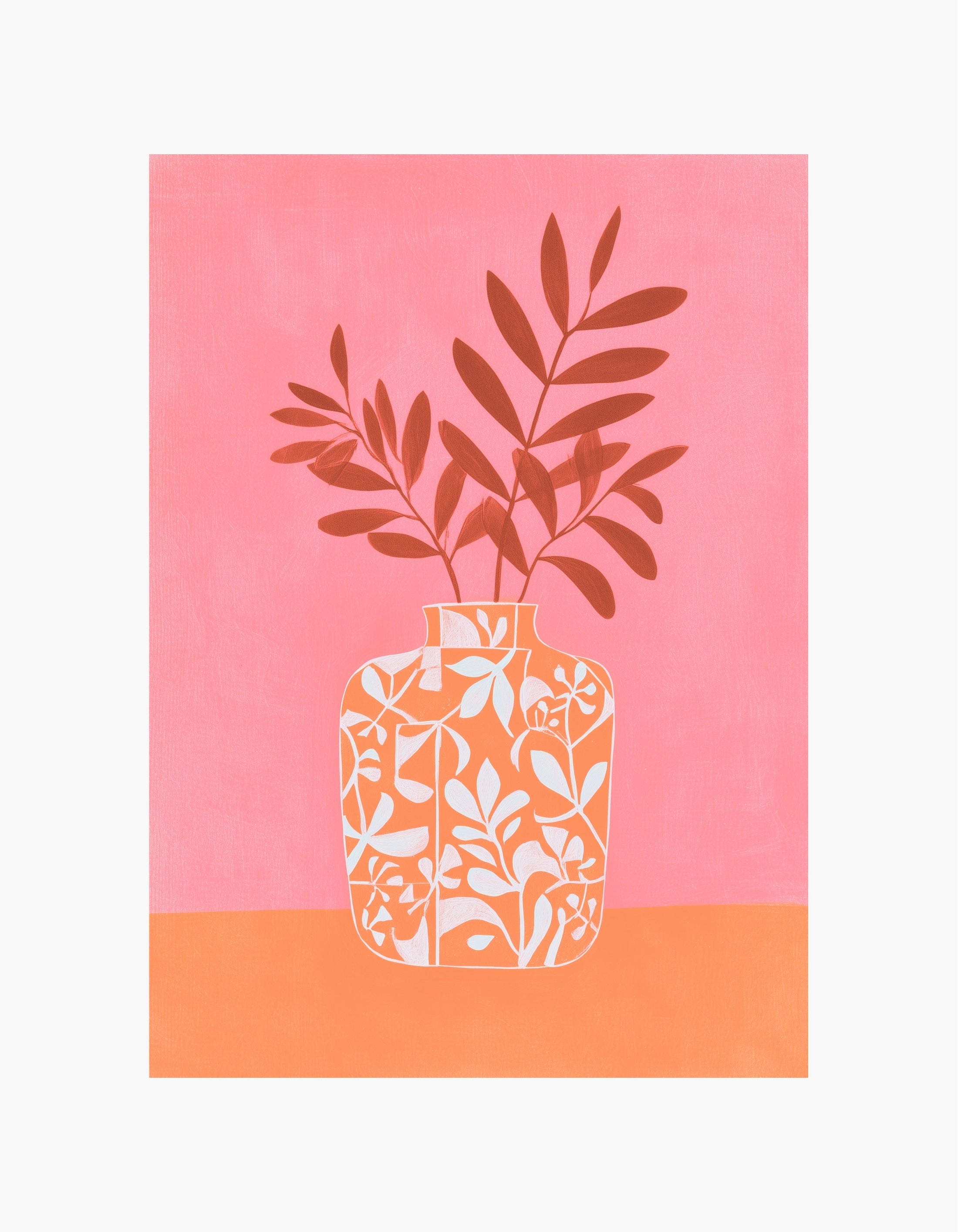 Coral Botanical Vase Poster