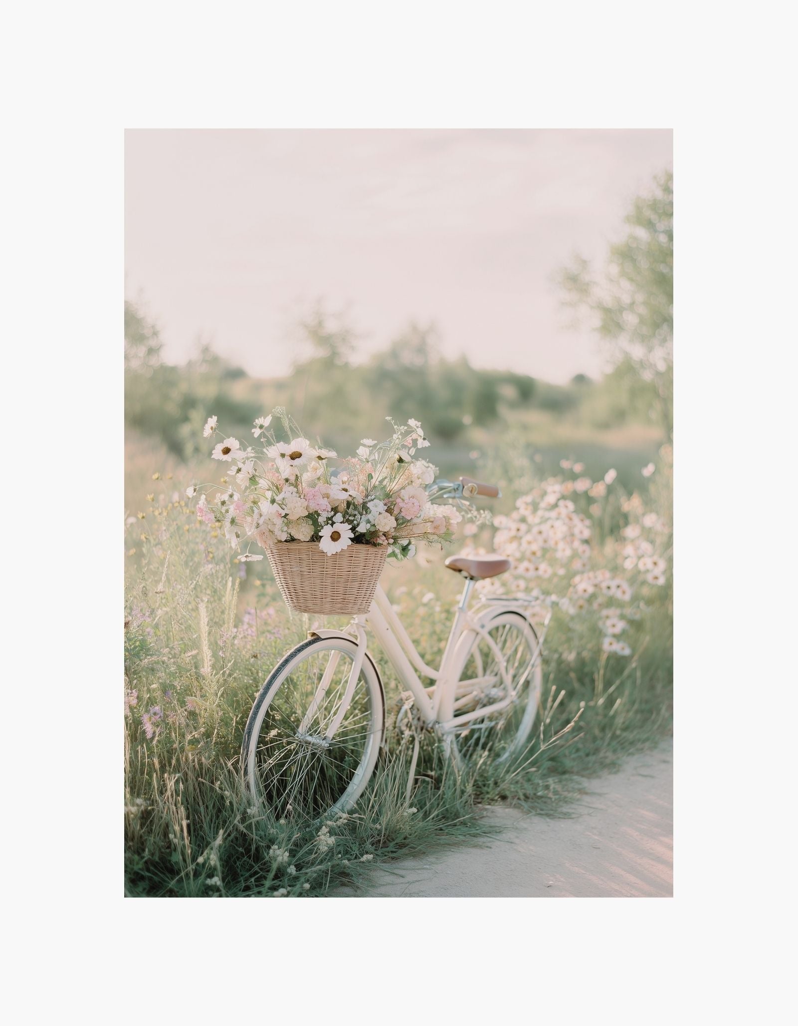 Summer Bicycle Flowers Poster