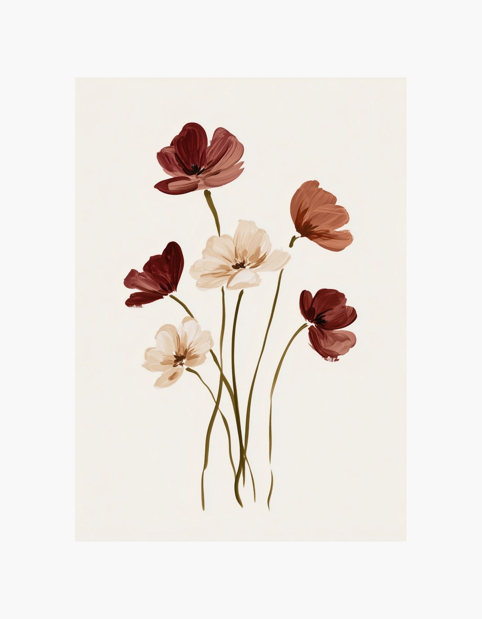 Burgundy Flowers Poster