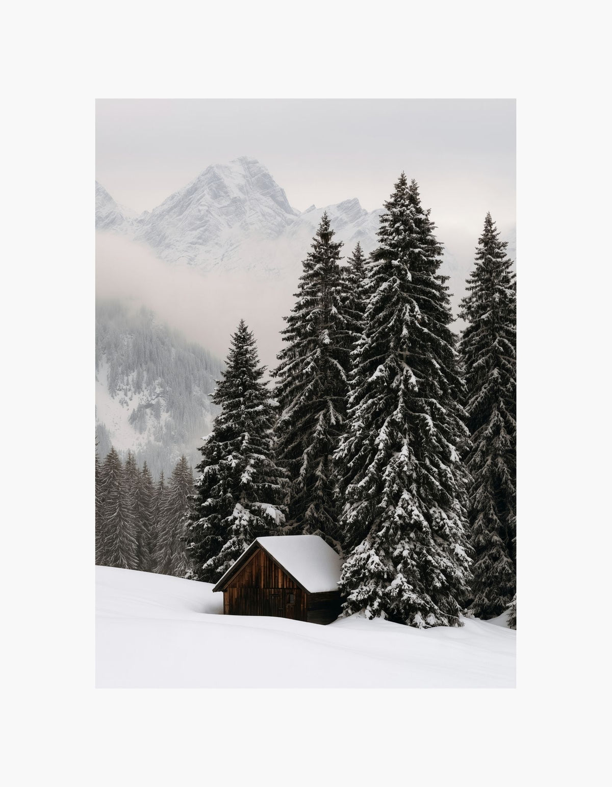 Snowy Mountain Cabin Poster